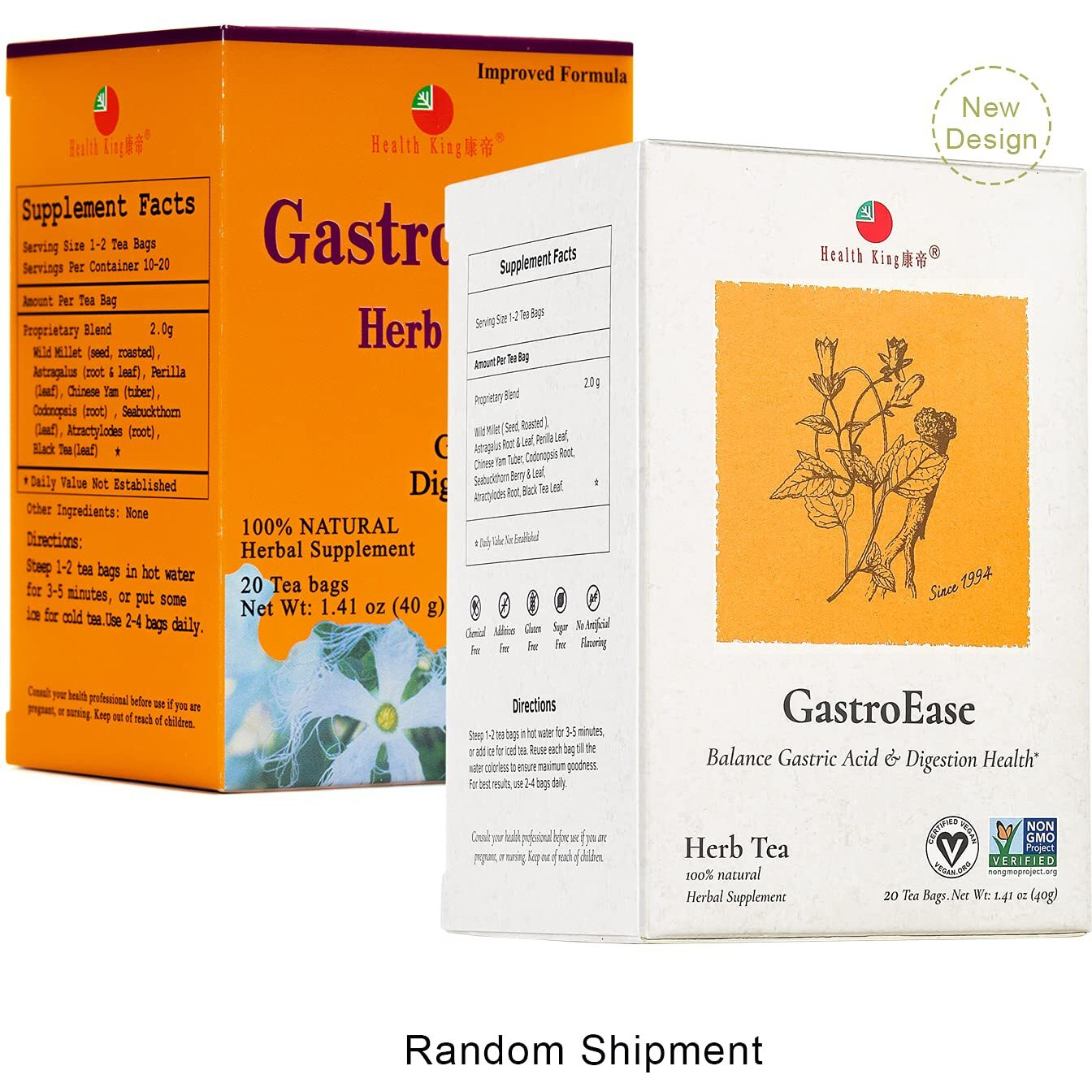 Health King Gastroease Herb Tea, Teabags, 20 Count Box