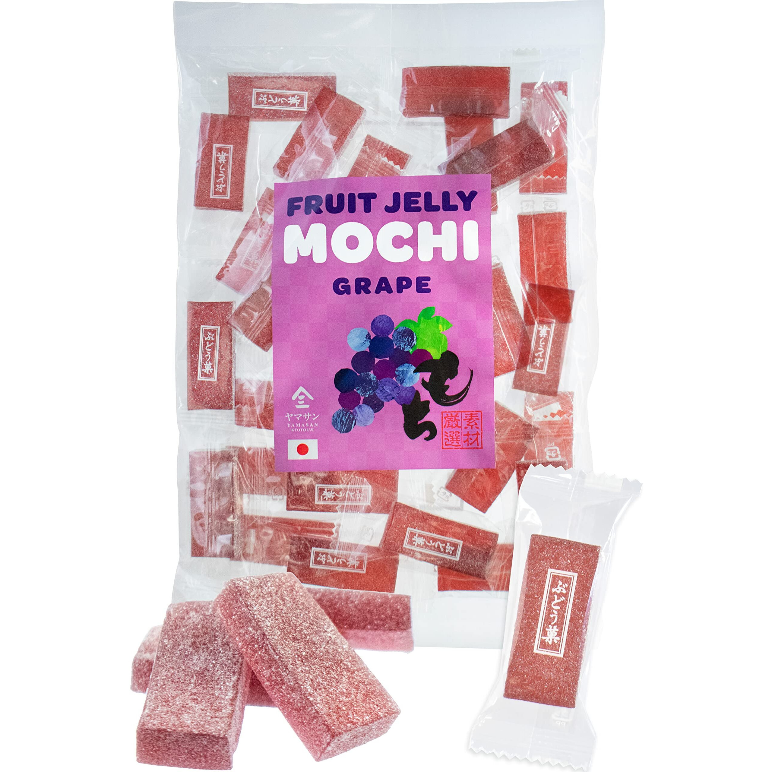 Jelly Fruit Mochi, Japanese Traditional Candy, Individually Wrapped, Artisanal Handworks, Juicy Grape, 300GYamasan