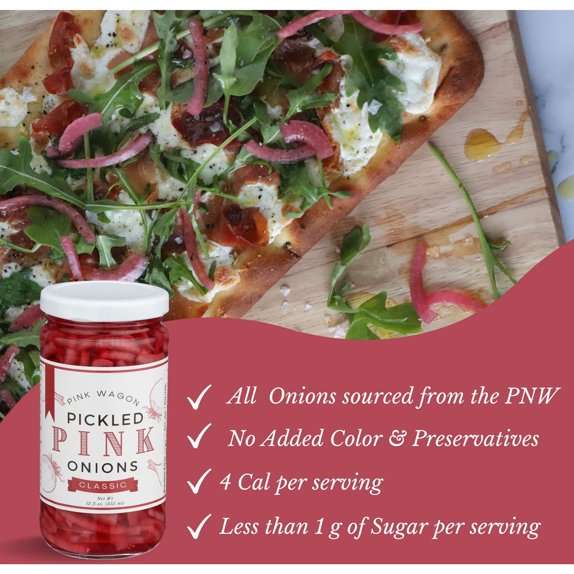 Pickled Pink Onions | Classic | 12 Oz.