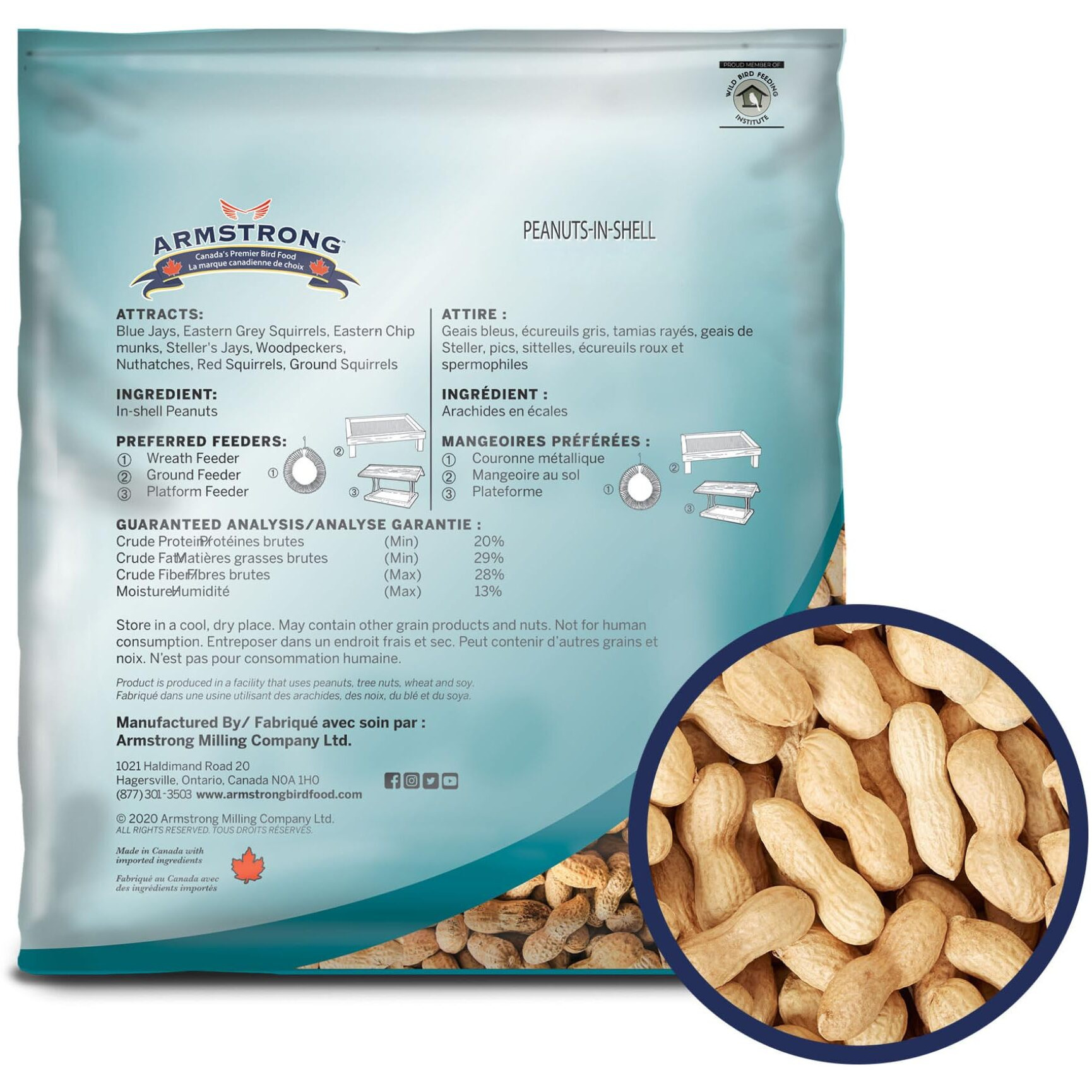 Armstrong Bird Food Peanuts-In-Shell, 3 Pounds - For Blue Jays, Eastern Grey Squirrels And Eastern Chipmunks For Outside Feeders