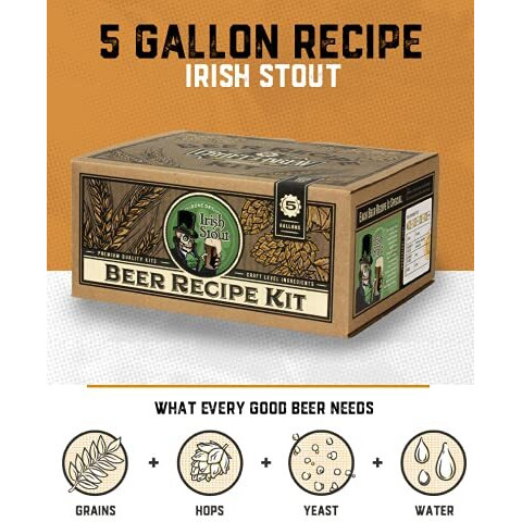Craft A Brew - Beer Recipe Kit - Bone Dry Irish Stout - Home Brewing Ingredient Refill - Beer Making Supplies - Includes Hops, Yeast, Malts, Extracts - 5 Gallons