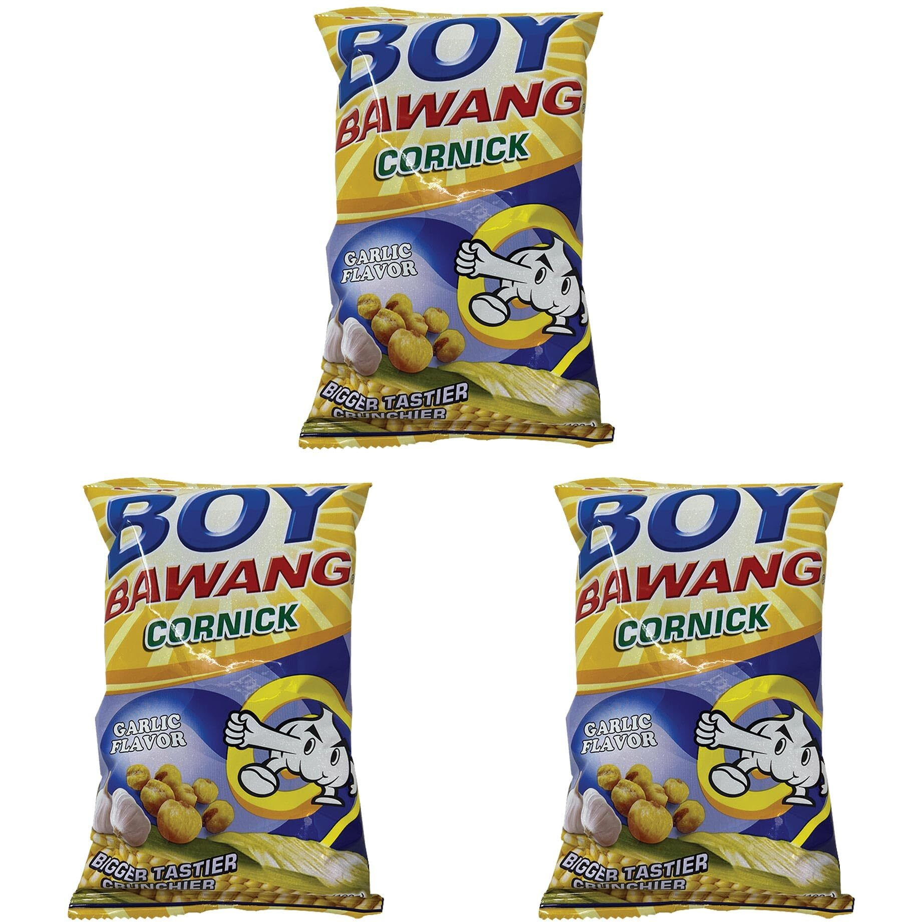 Boy Bawang Cornick, Garlic - Crispy Tasty & Gluten-Free Corn Nuts 3.54 Ounces (100G), 3 Pack