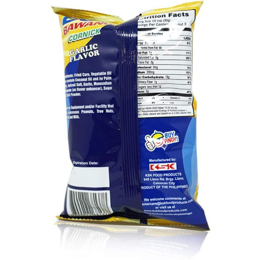 Boy Bawang Cornick, Garlic - Crispy Tasty & Gluten-Free Corn Nuts 3.54 Ounces (100G), 3 Pack