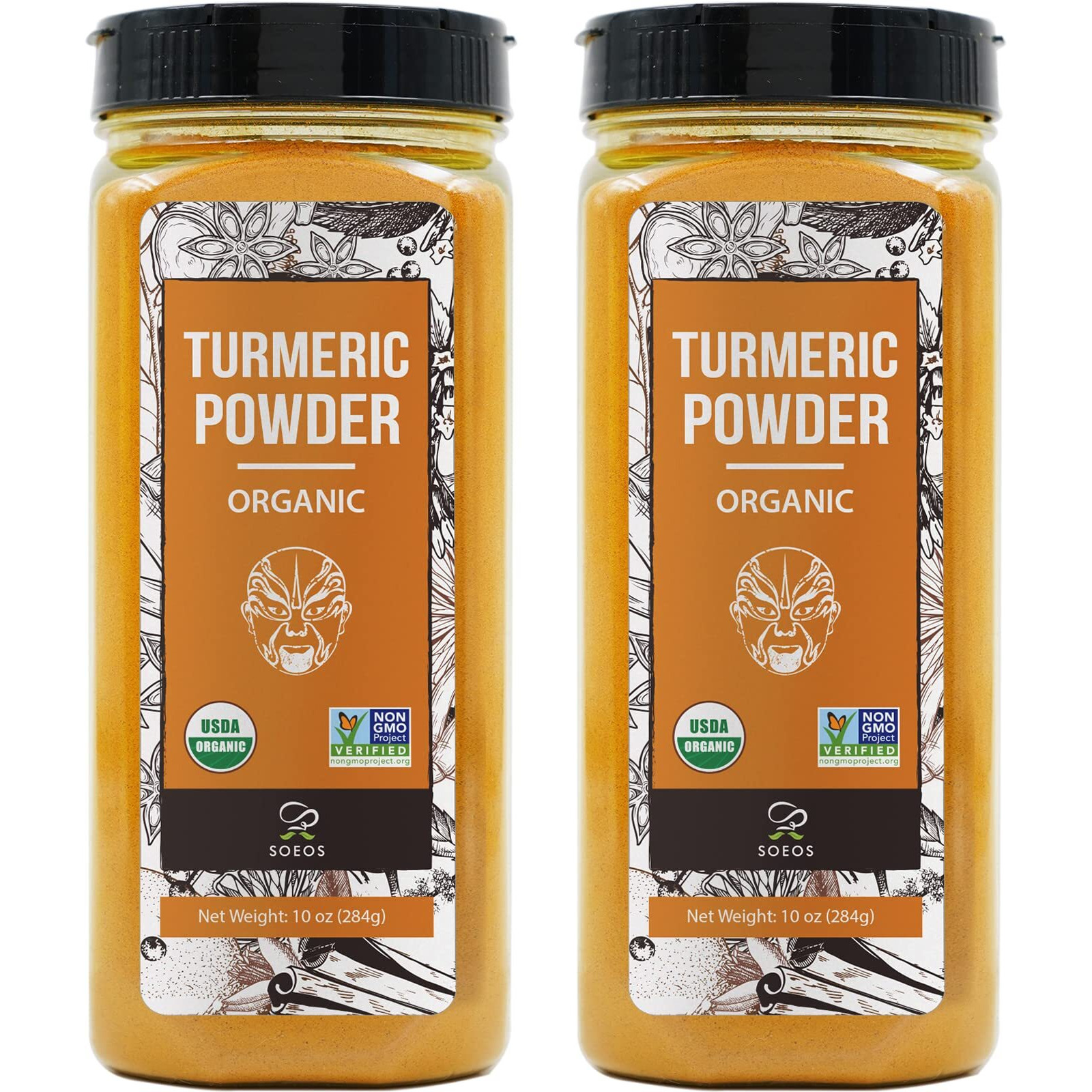 Soeos Organic Turmeric Root Powder 20 Oz (10 Oz *2), Non-Gmo Verified, Usda Organic, Natural Curcumin, Lab Tested For Purity, Sealed Package To Keep Turmeric Fresh