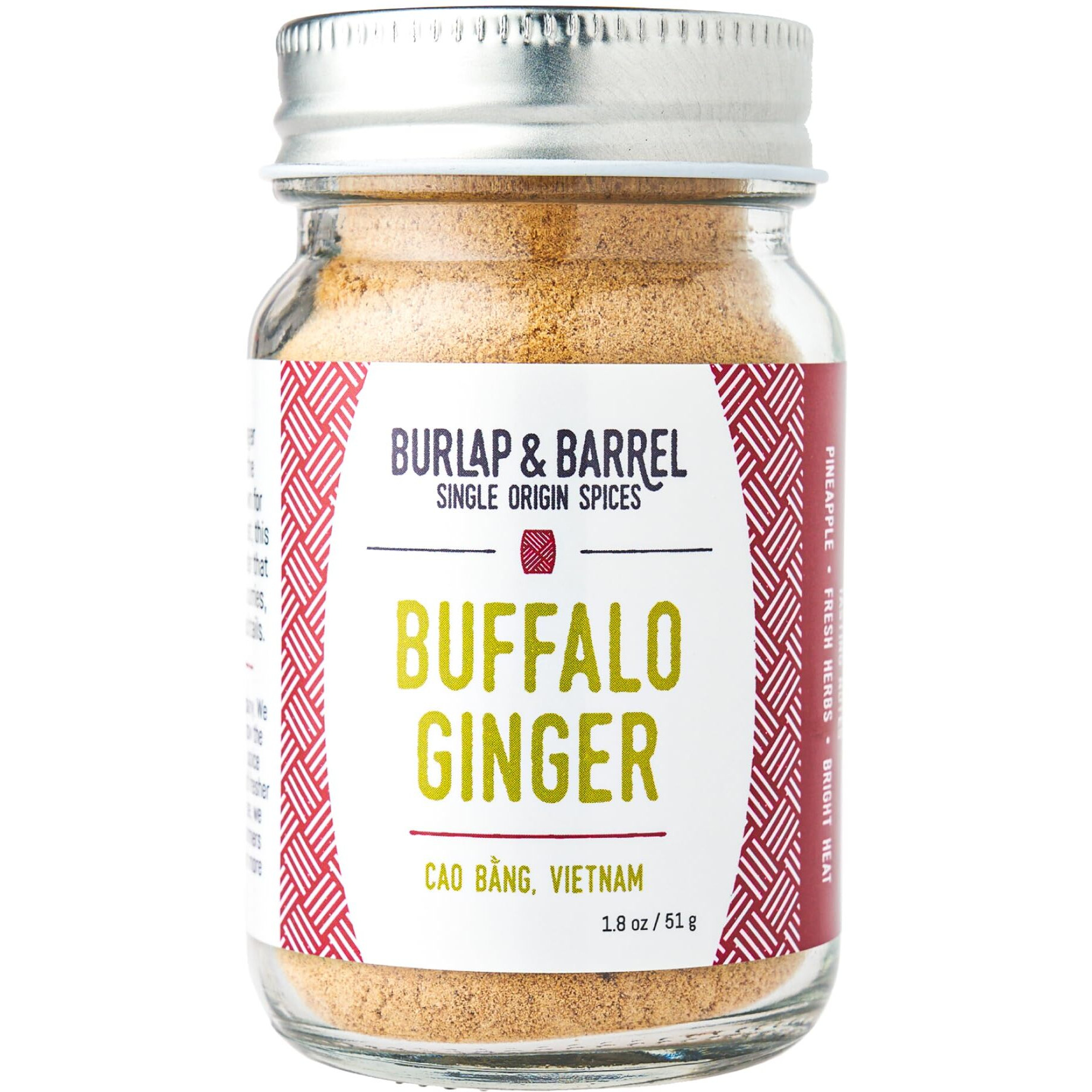 Burlap & Barrel Buffalo Ginger - Spicy, Fruity And Intense Heirloom Ginger Powder With A Bite - Add To Stir Fries, Soups, And Teas - Mother's Day Gift Ideas - 1.8Oz Glass Jar