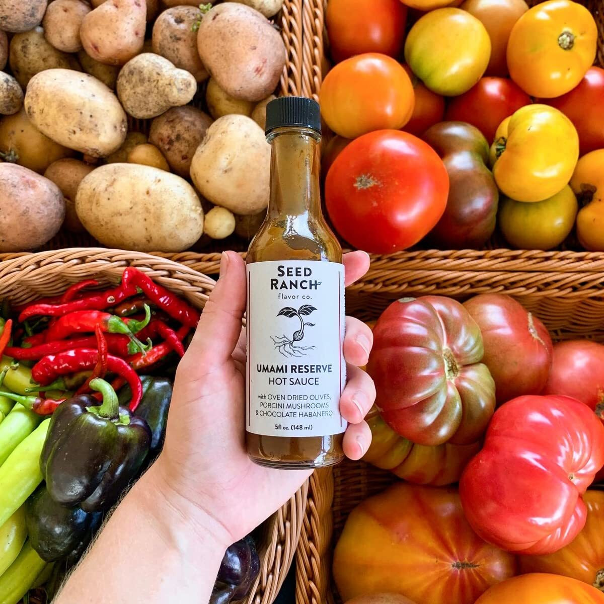 Seed Ranch Umami Reserve Hot Sauce, 3 Pack - Spicy Heat Flavor - Oven Dried Olives, Porcini Mushrooms & Chocolate Habanero - Vegan, Non-Gmo, Gluten-Free - Marinade, Vegetables, Soup & Rice