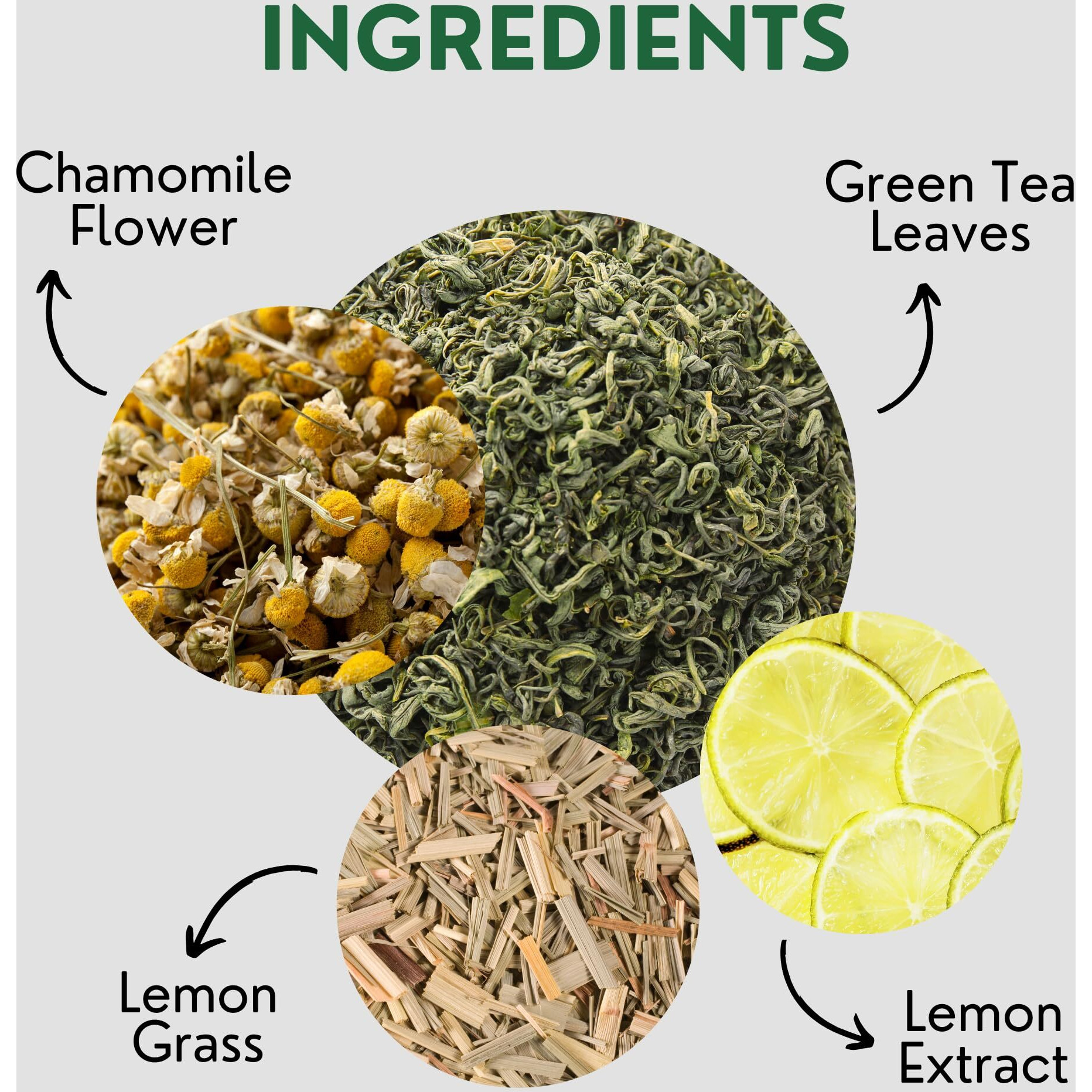 Tea Leaf & Co. Chamomile Green Tea Bags (50 Count), Green Tea With Lemon Extract And Lemongrass, Caffeinated, Real And Natura Green Tea, Blended With Fresh Herbs And Spices, Gluten Free