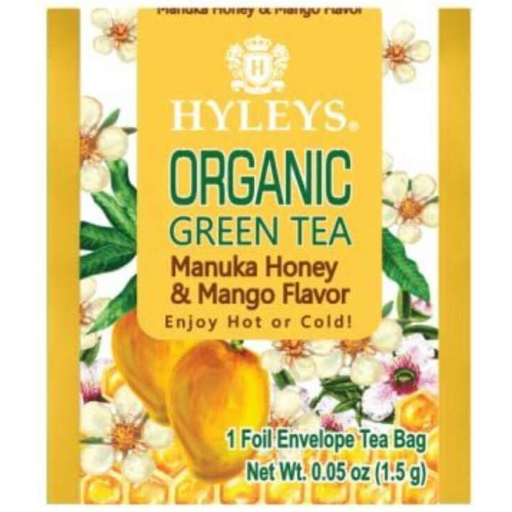 Hyleys Organic Green Tea Manuka Honey And Mango Flavor - 25 Tea Bags