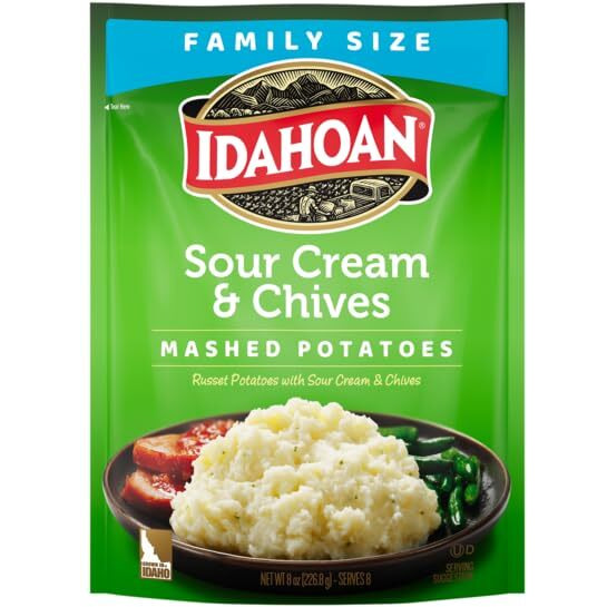 Idahoan Sour Cream And Chives Mashed Potatoes, Family Size 8 Oz (Pack Of 8)