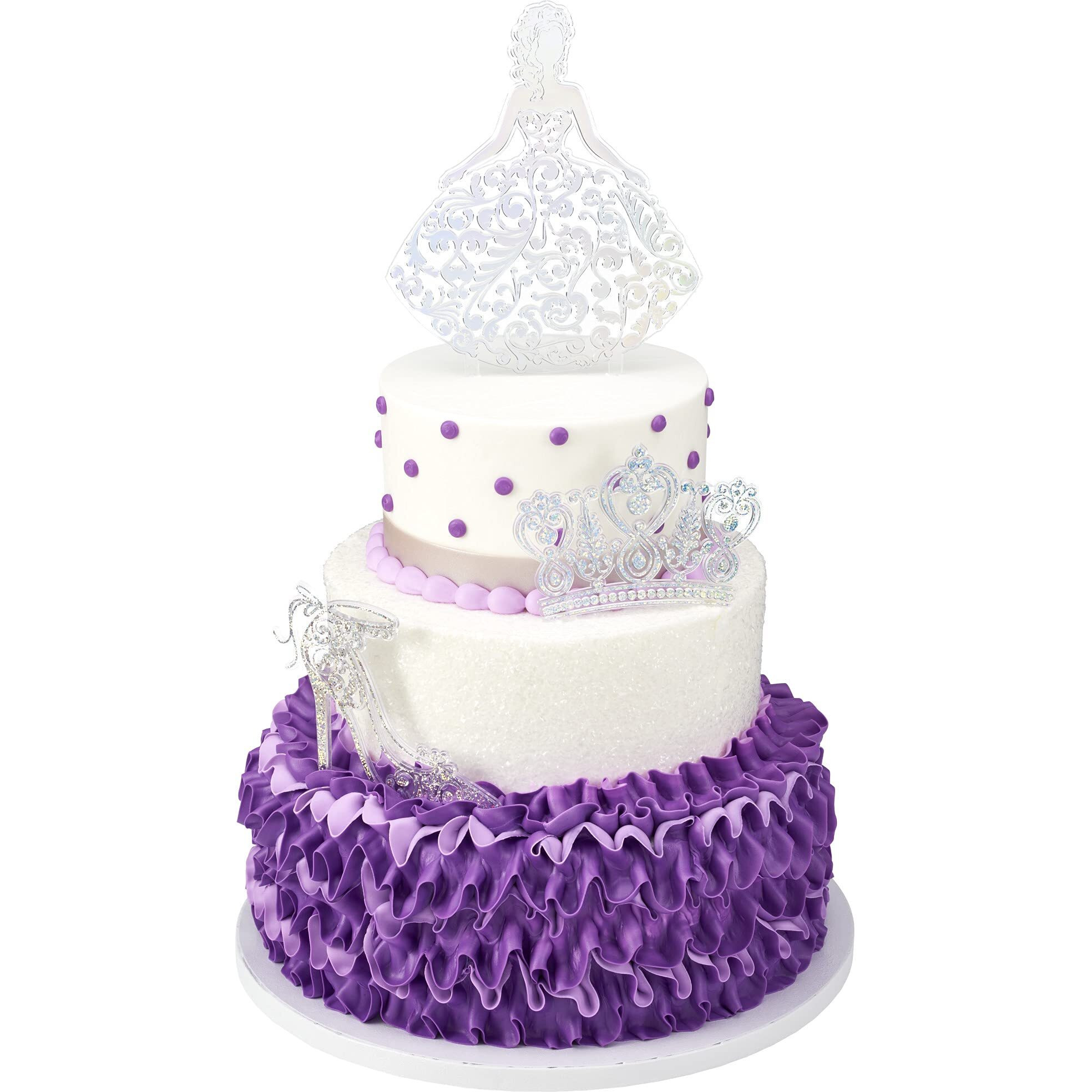 Decopac Quinceanera Cake Topper, Glitter Cake Topper, Silver Cake Decoration, 3 Piece Set
