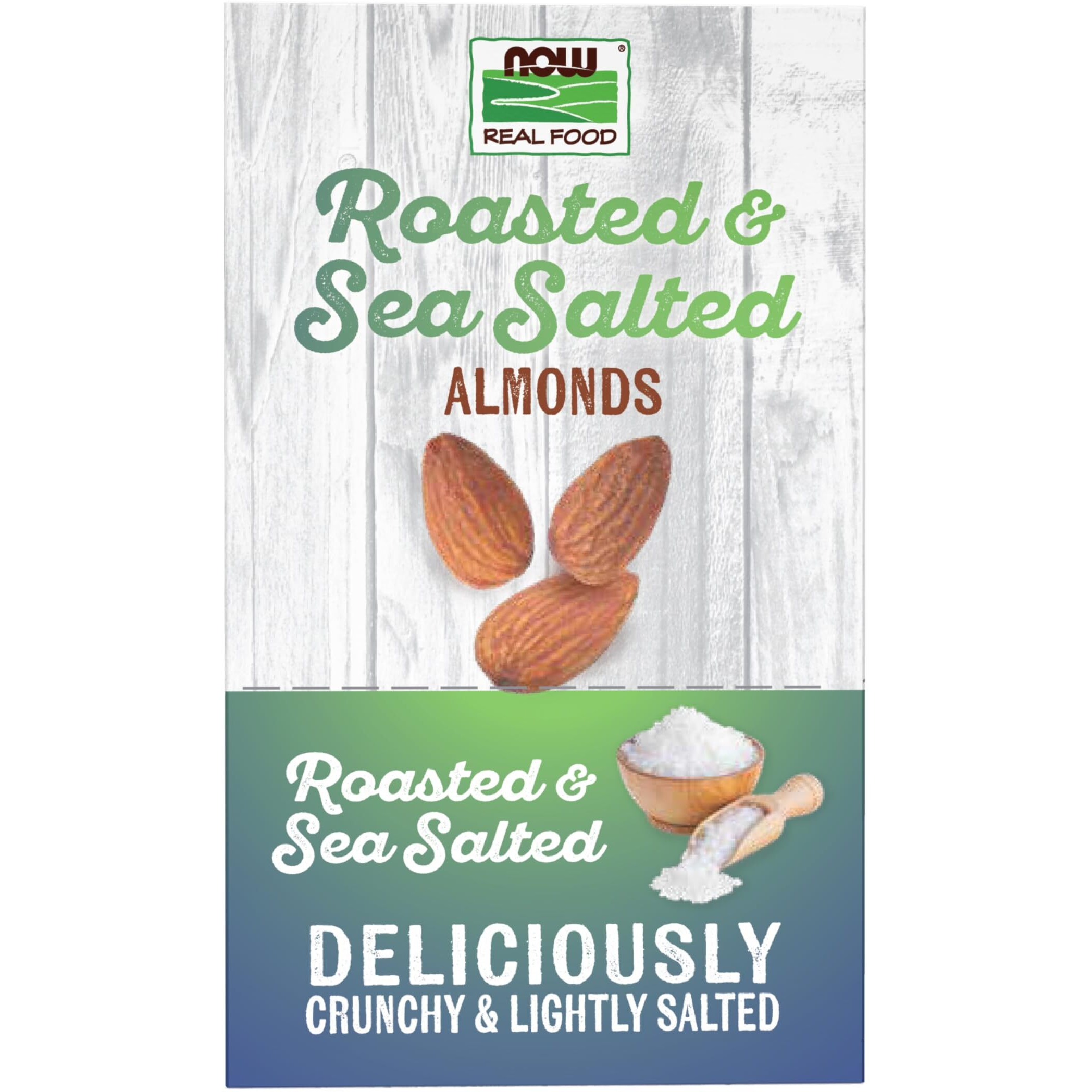 Now Foods, Almonds, Roasted With Sea Salt, Source Of Protein, Fiber And Healthy Fatty Acids, Grown In The Usa, Certified Non-Gmo, 10 Single Packets