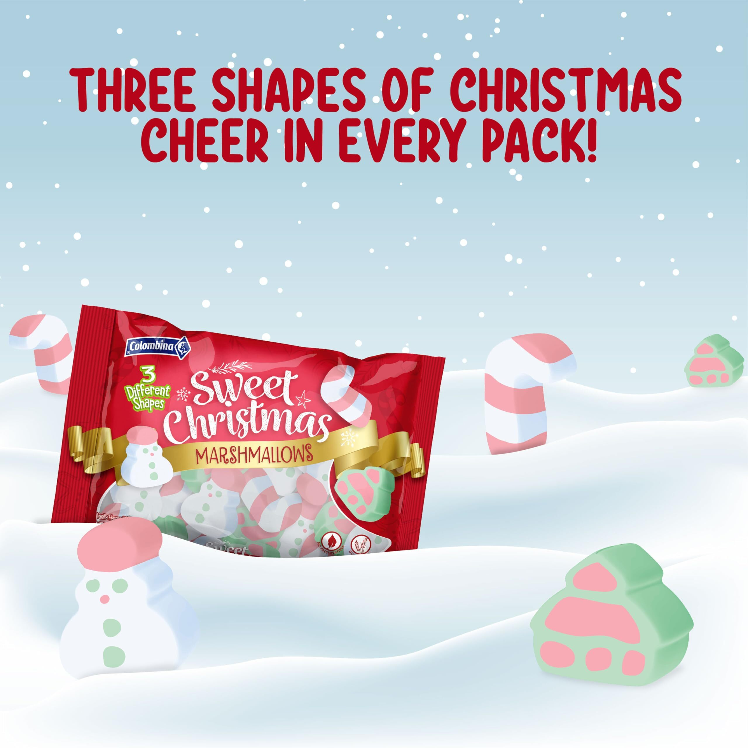 Colombina Sweet Christmas Marshmallows, Soft, Assorted Vanilla Bean Marshmallows, Christmas Trees, Candy Canes, And Santas, 5.1Oz (Pack Of 1)