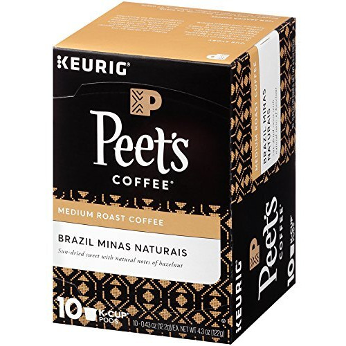 Peets Coffee Brazil Minas Naturais K-Cup Coffee Pods For Keurig Brewers, Medium Roast, 10 Pods