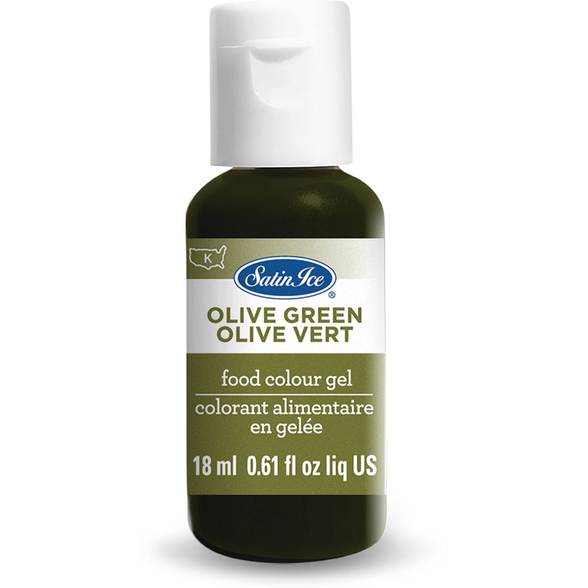 Satin Ice Food Color Liquid Gel, 0.61 Fl Oz Bottle, Olive Green