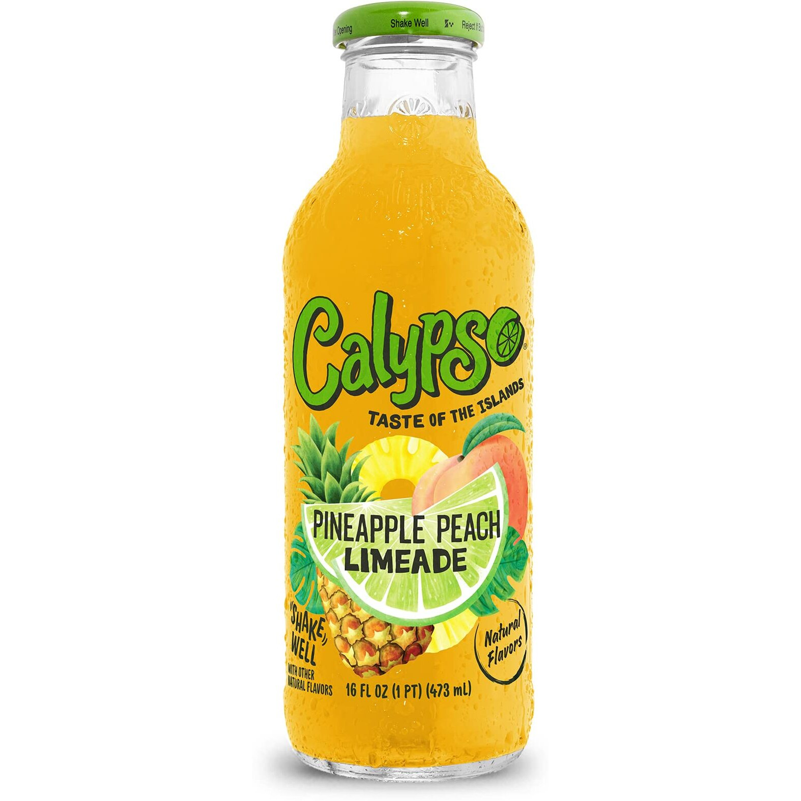 Calypso Limeade | Made With Real Fruit And Natural Flavors | Pineapple Peach Limeade, 16 Fl Oz (Pack Of 12)