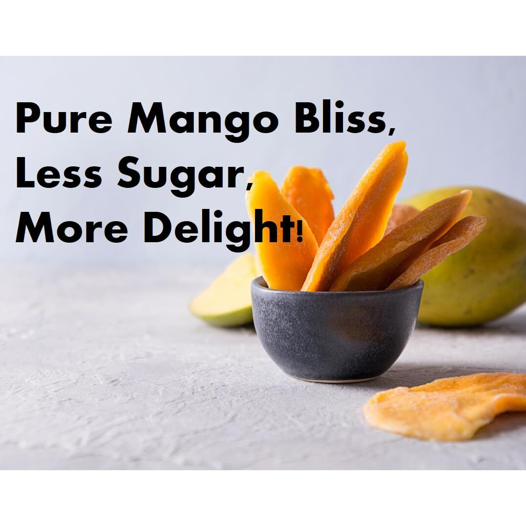 Premium All Natural Real Wild Tropical Mango Dried Fruit Slices 7Oz Less Sugar Non Gmo, No Added Colors Healthy Snacks Resealable Bag (1-Pack)