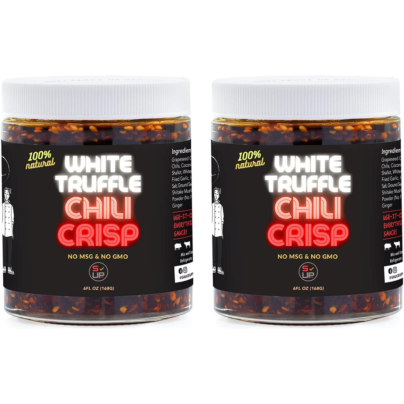 Sauce Up 100% Natural Artisan Chili-Crisp 6Oz- Premium 13 Ingredients, Vegan, Keto, Gf, Zero Msg, Flavor Bomb, Crafted In Nyc(Hot, Sweet, Crispy, Umami, Smoky, Savory)- Good On Anything Chili Sauce (White Truffle)
