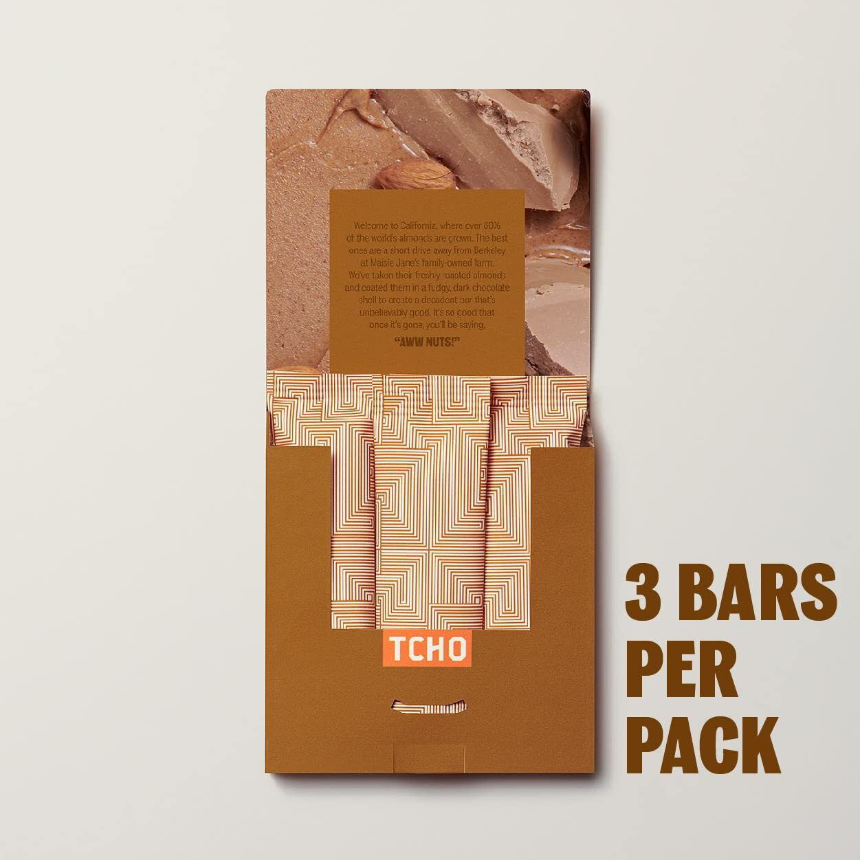 Tcho Aww Nuts Dark Chocolate Bars (5 Pack) | Single Origin, Plant Based, Organic & Fair Trade, | Non Gmo, Non-Dairy, Vegan, Soy Free (2.5Oz Each)