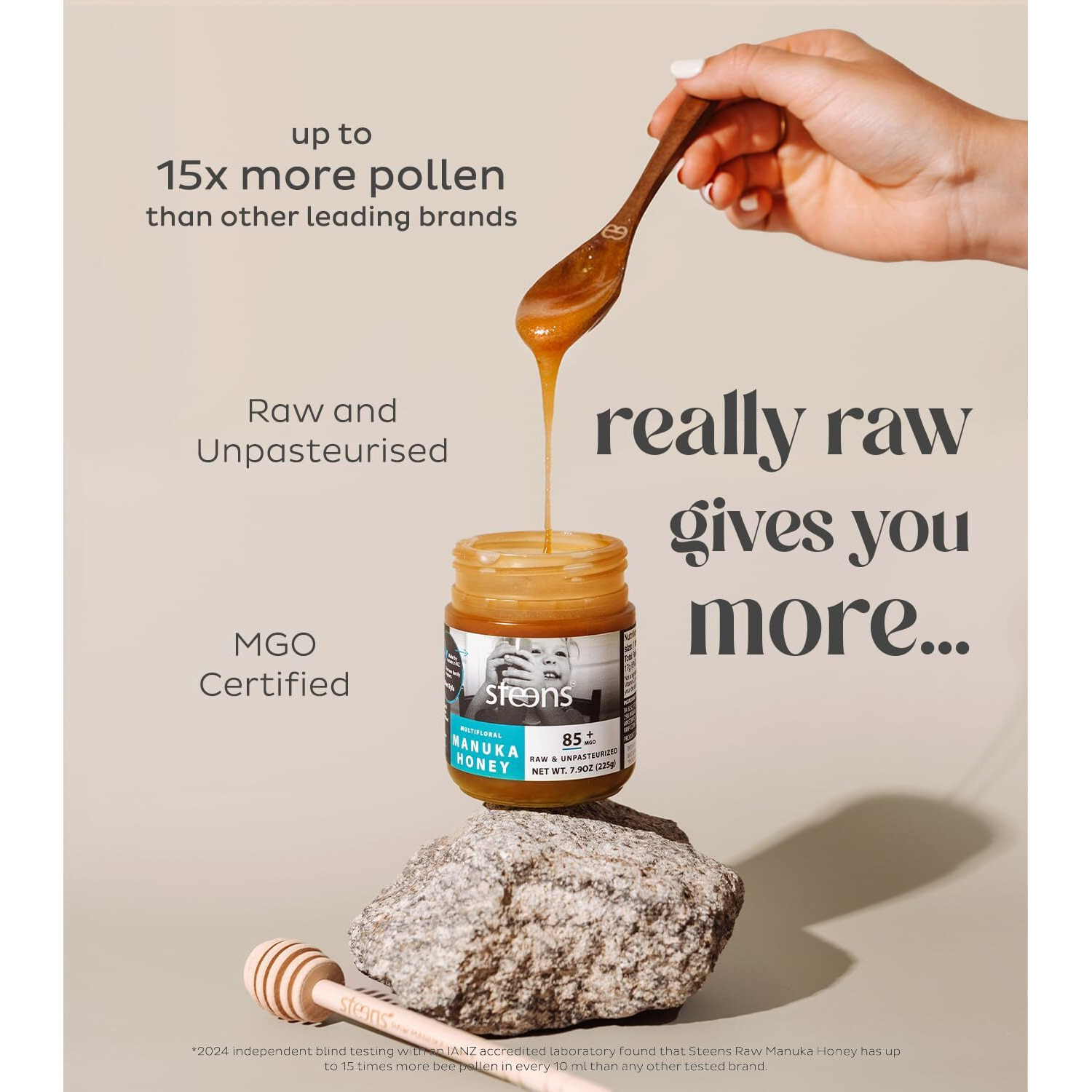 Steens Manuka Honey - Mgo 85+ - Pure & Raw 100% Certified Multifloral Manuka Honey - Bottled And Sealed In New Zealand - 7.9 Oz