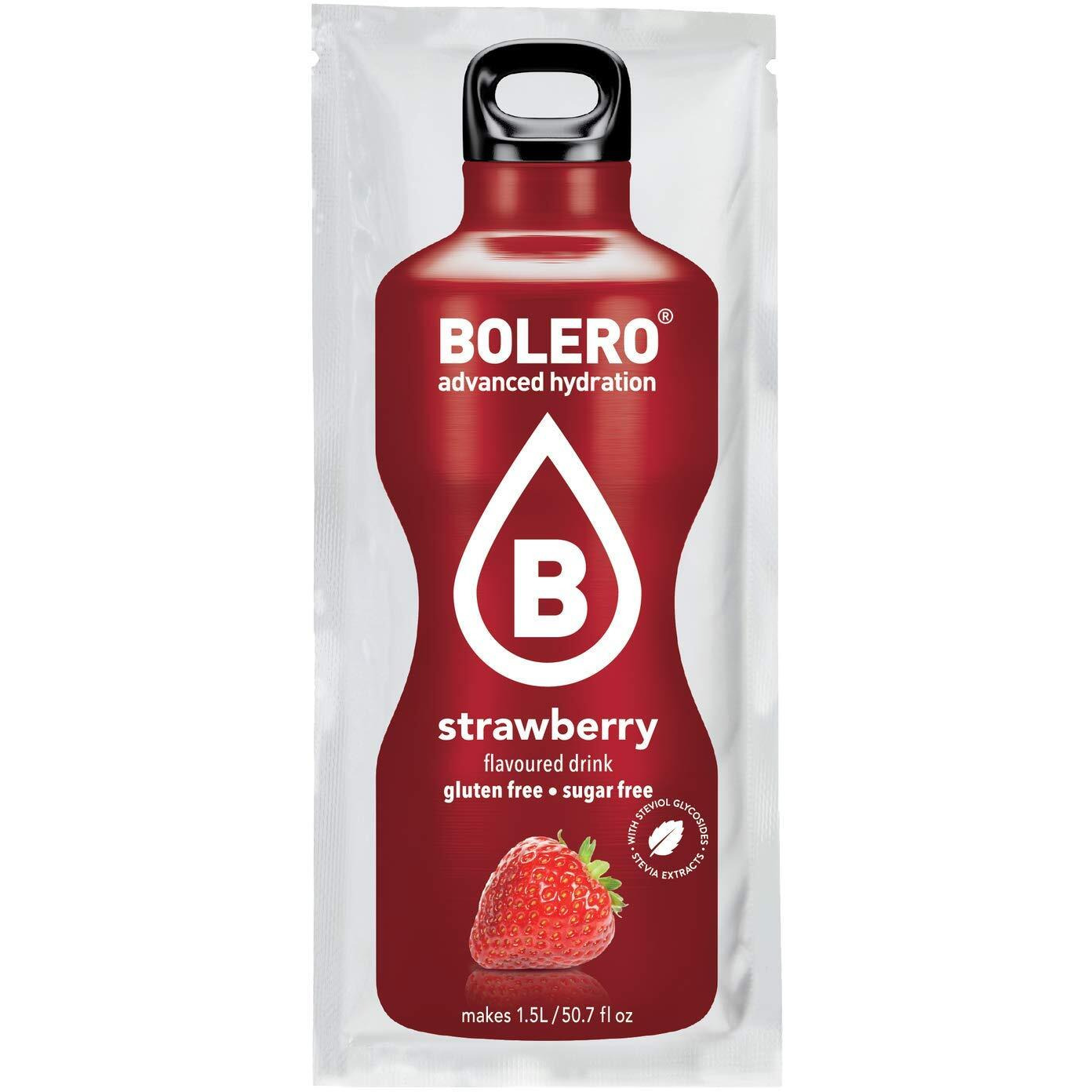 Bolero - Strawberry Flavored, Sugar Free And Low Calorie Powdered Drink Mix, Makes 1/2 Gallon For Strong Flavor Or 1 Gallon For Mild Flavor, 12 Large Sachets - Europe's Favorite Drink Mix
