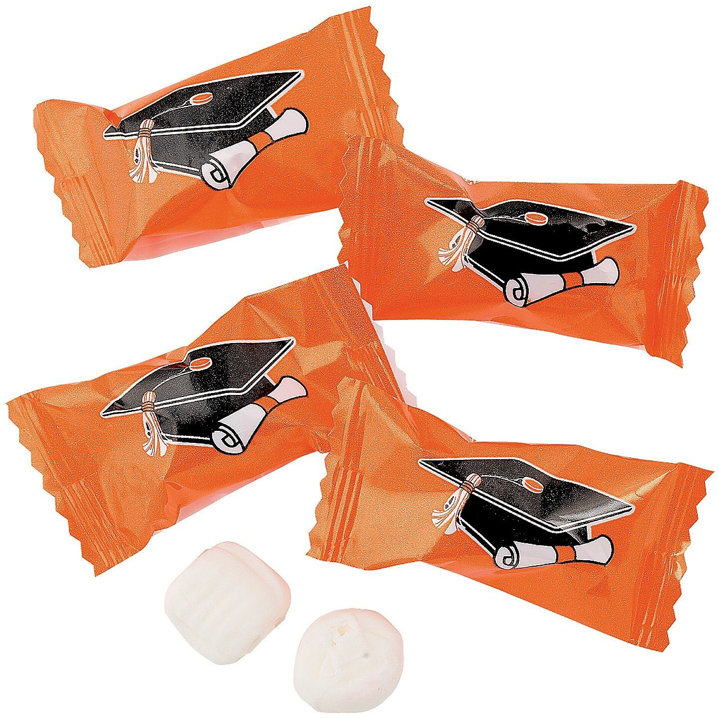 Graduation Buttermints, Graduation Party Candy, Candy Buffet, 108 Pieces, Individually Wrapped Pieces (Orange)