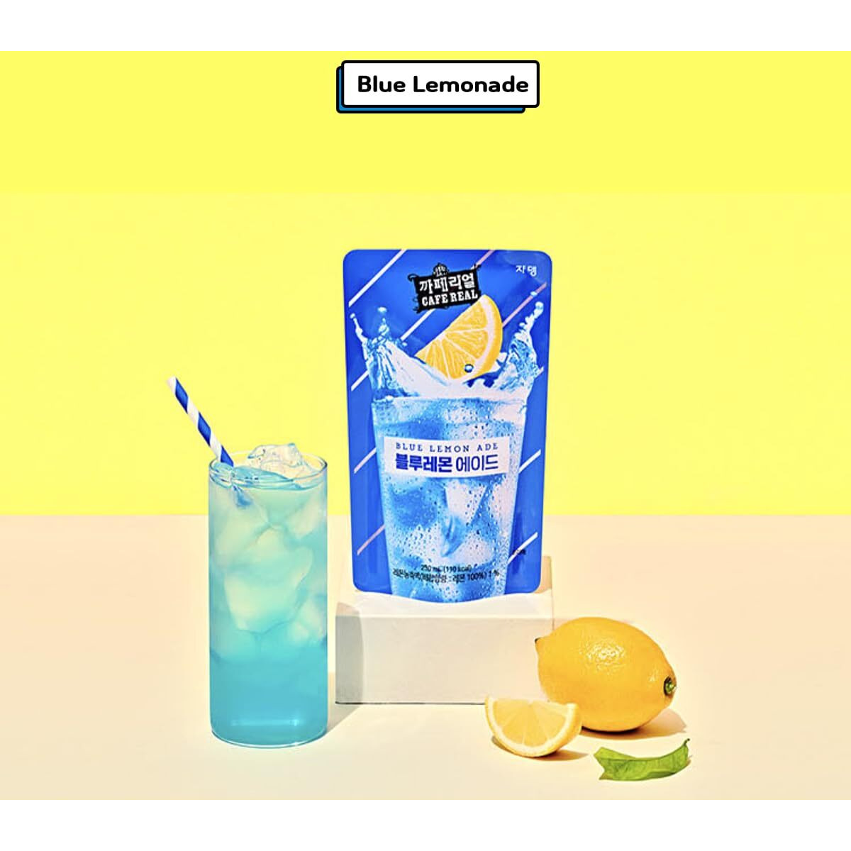 Korean Covenienve Store Drink Pouch Sampler Set - 5 Pack 10 Pack (Grape, Strawberry, Blue Lemonade, Peach Ice Tea, Shine Muscat) + Dalgaru Yakgwa Mirror (Blue Lemonade 5 Pack)