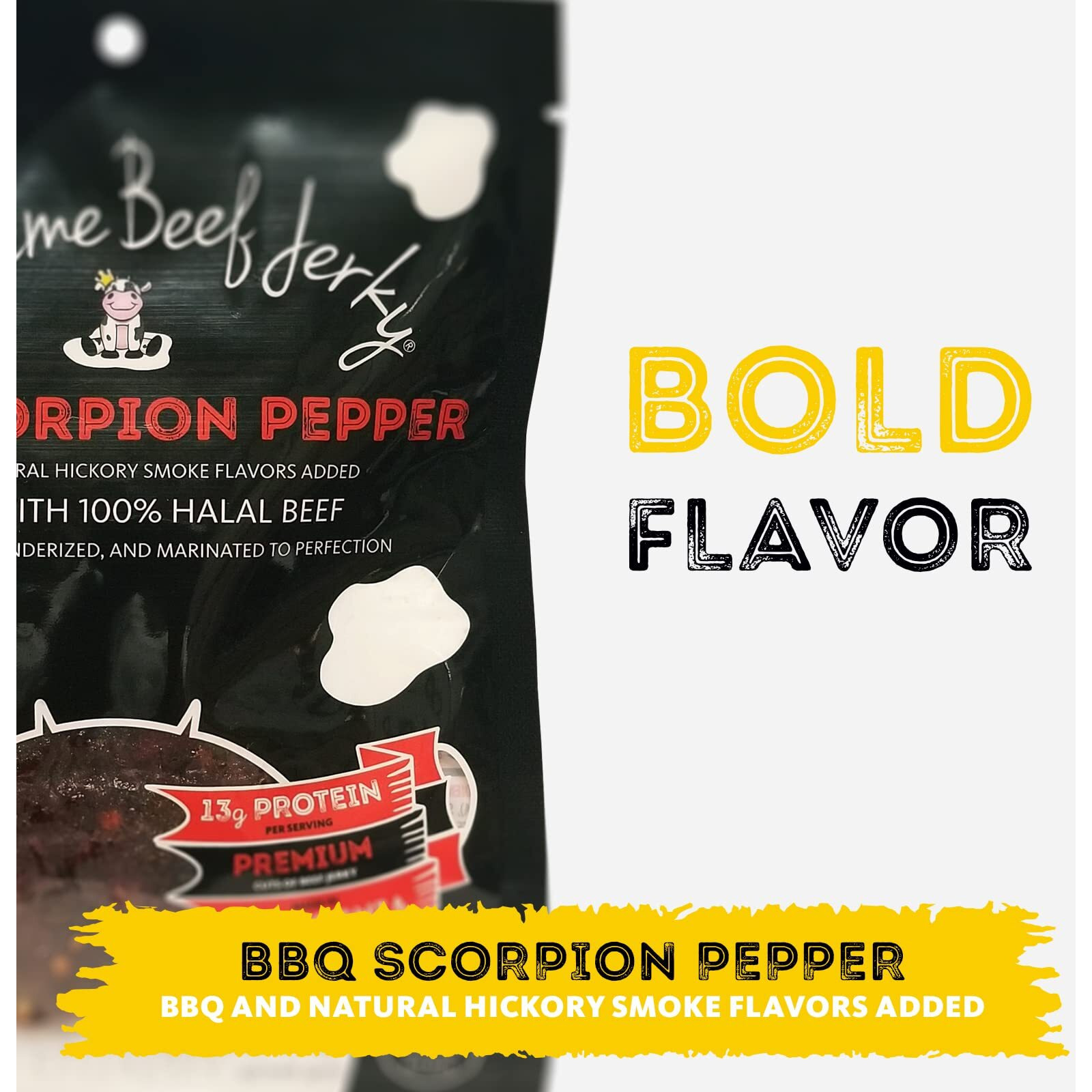 Supreme Beef Jerky, Halal Beef Jerky, Handcrafted Gourmet Meat Snacks, 2.5 Oz (Bbq Scorpion Pepper) Brown