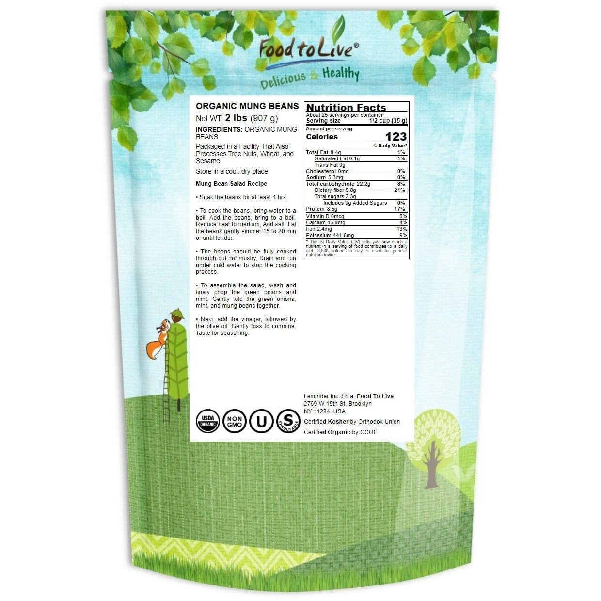 Food To Live Organic Mung Beans, 2 Pounds - Non-Gmo, Whole Dried Beans, Green Gram, Sproutable, Kosher, Vegan, Sirtfood, Bulk. Good Source Of Fiber, Protein, Folate. Goes Well With Asian, Middle East Dishes.