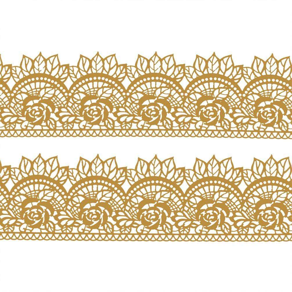 Large Pre-Made Ready To Use Edible Cake Lace Rose Scallop Golden 14-Inch 10-Piece Set