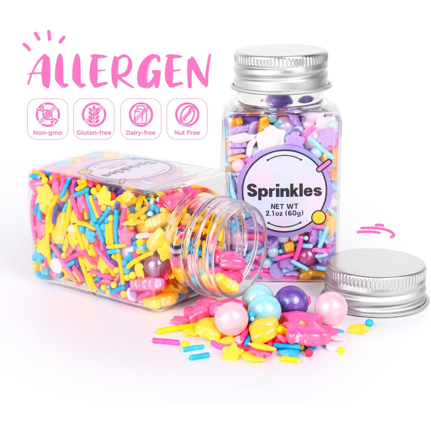 Edible Unicorn Sprinkles For Cake Decoration, Edible Pearl, Edible Sprinkle For Cupcake Topper, Ice Cream Toppings, Cookies Sprinkles For Party, Birthday. (120G/4.2Oz)