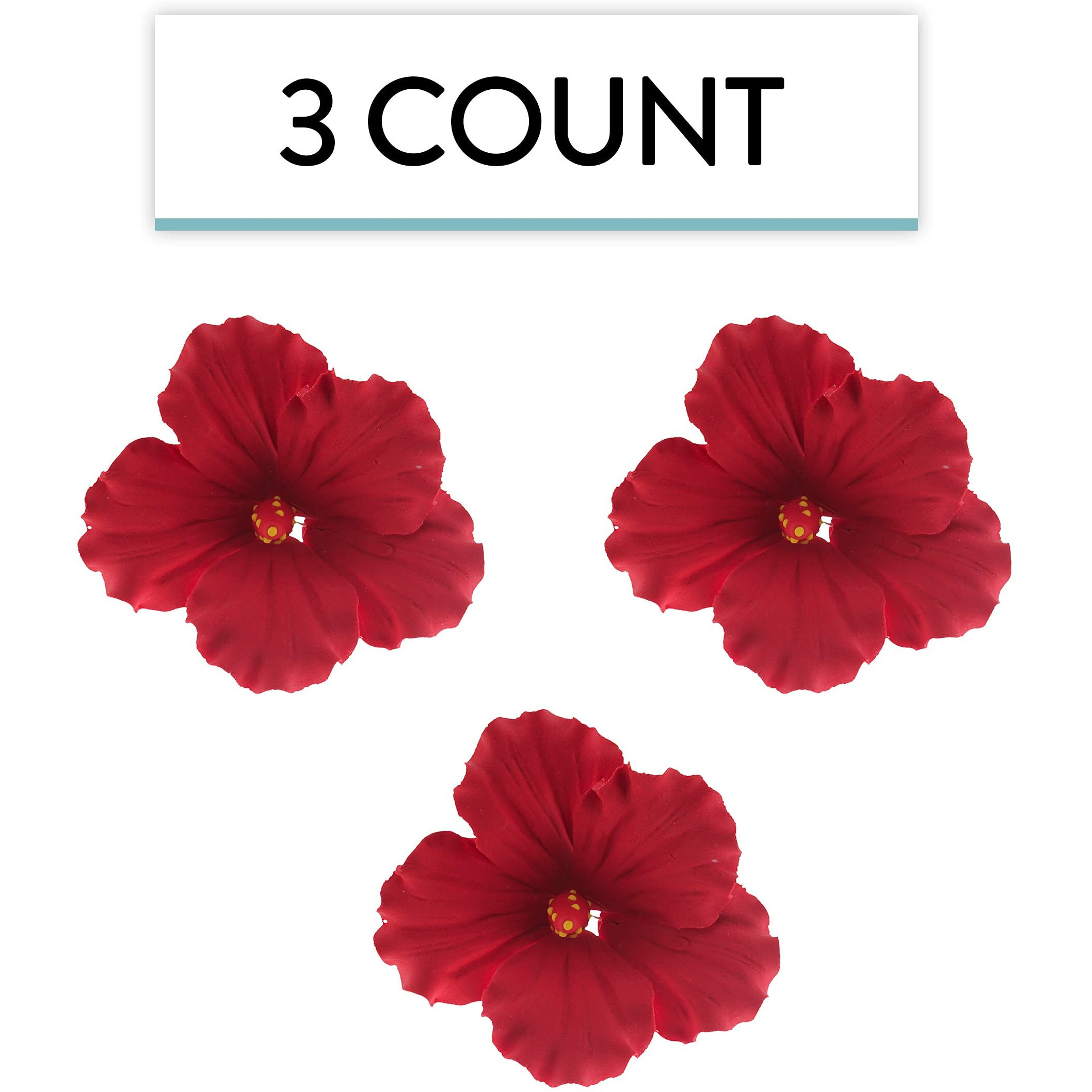 Global Sugar Art Hibiscus Sugar Cake Flowers, Red, Hawaiian Cake Flower Large 3 Count By Chef Alan Tetreault
