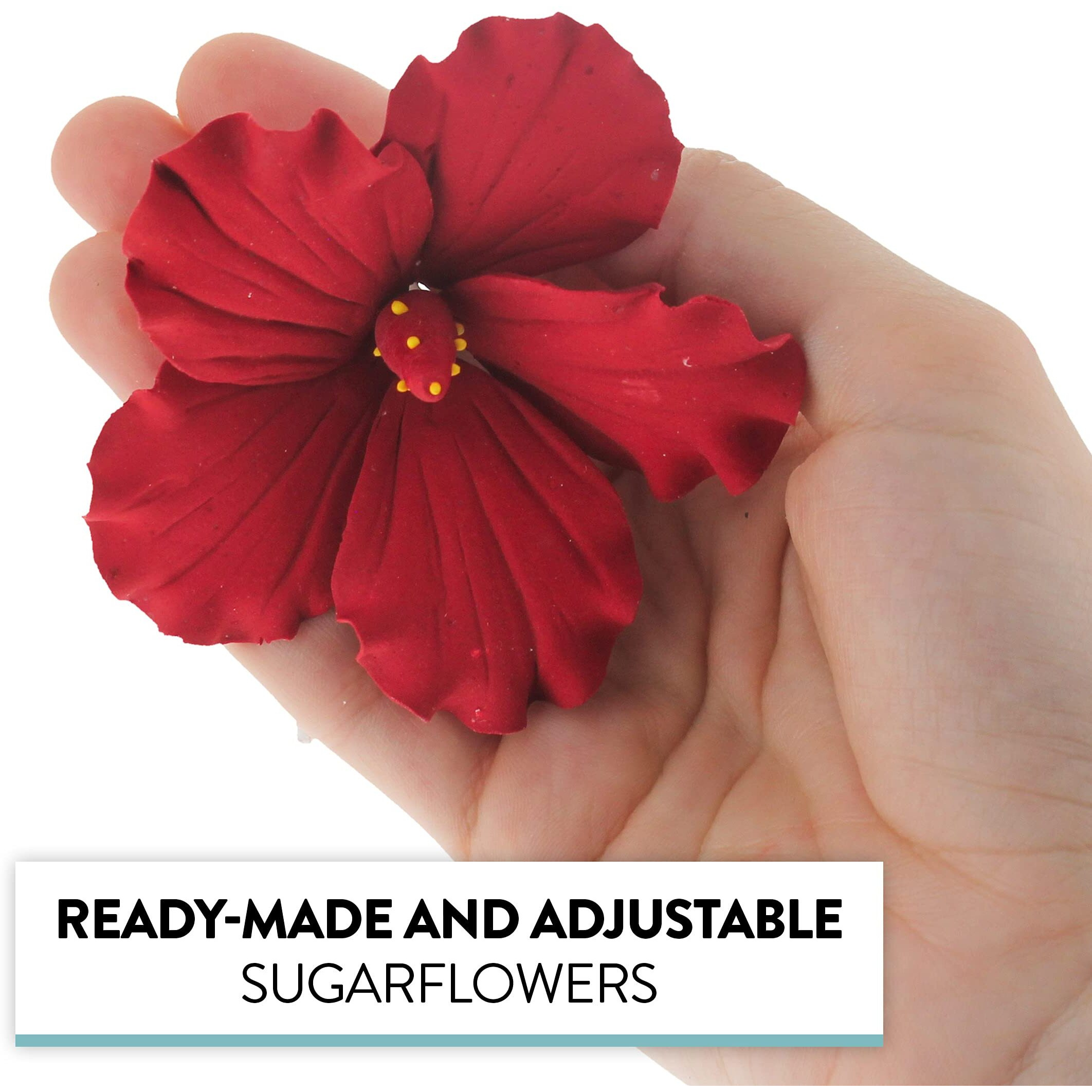 Global Sugar Art Hibiscus Sugar Cake Flowers, Red, Hawaiian Cake Flower Large 3 Count By Chef Alan Tetreault