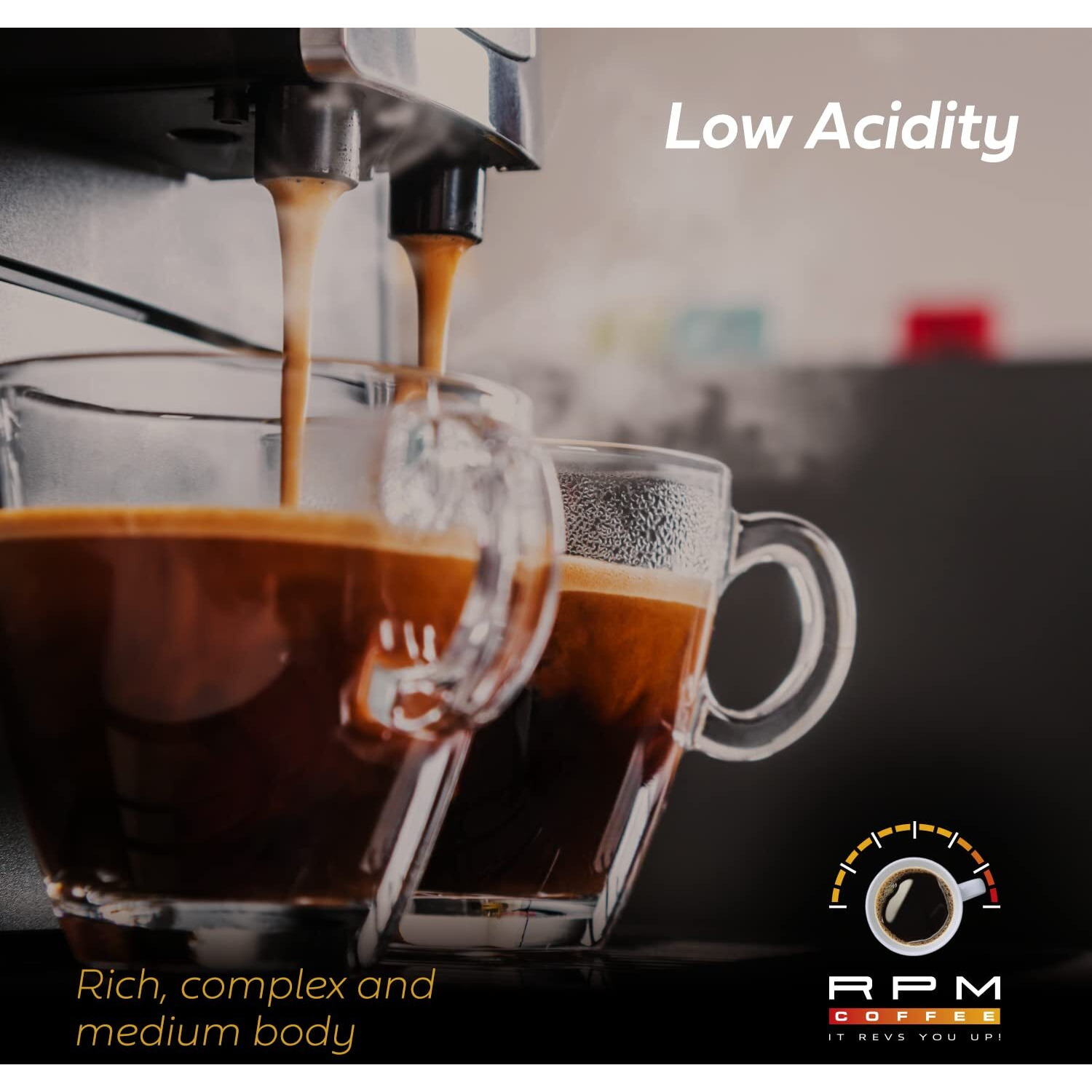 1Lb Rpm Grand Prix Premium Coffee, Standard Caffeine - Supercharged Flavor, Medium-Dark Roast, 100% Arabica Beans, Low Acidity