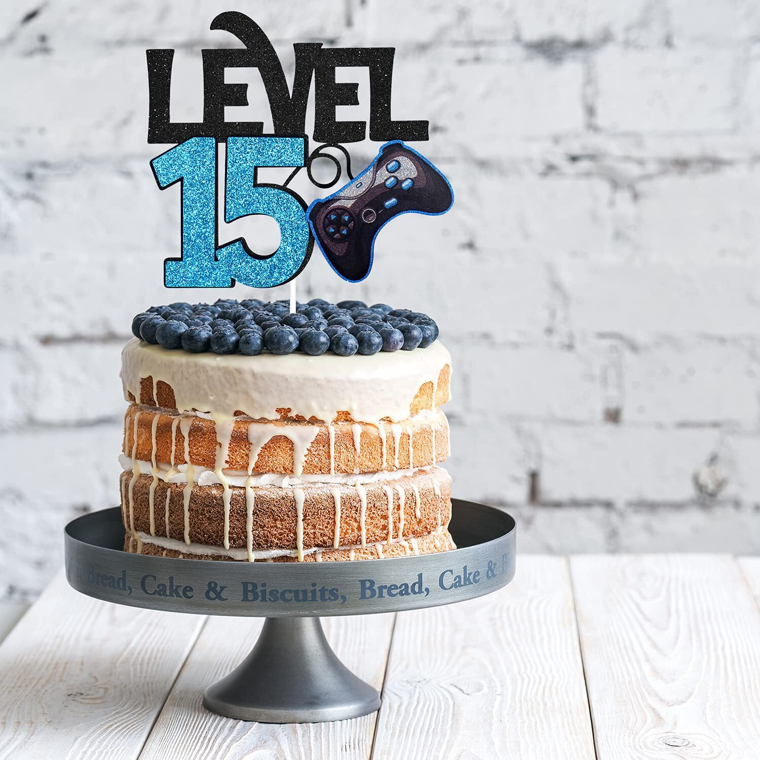 Level 15 Game Birthday Cake Topper - Video Game Boy's 15Th Birthday Level Up Party Blue Cake Supplies - Game On Winner Gaming Party Decoration