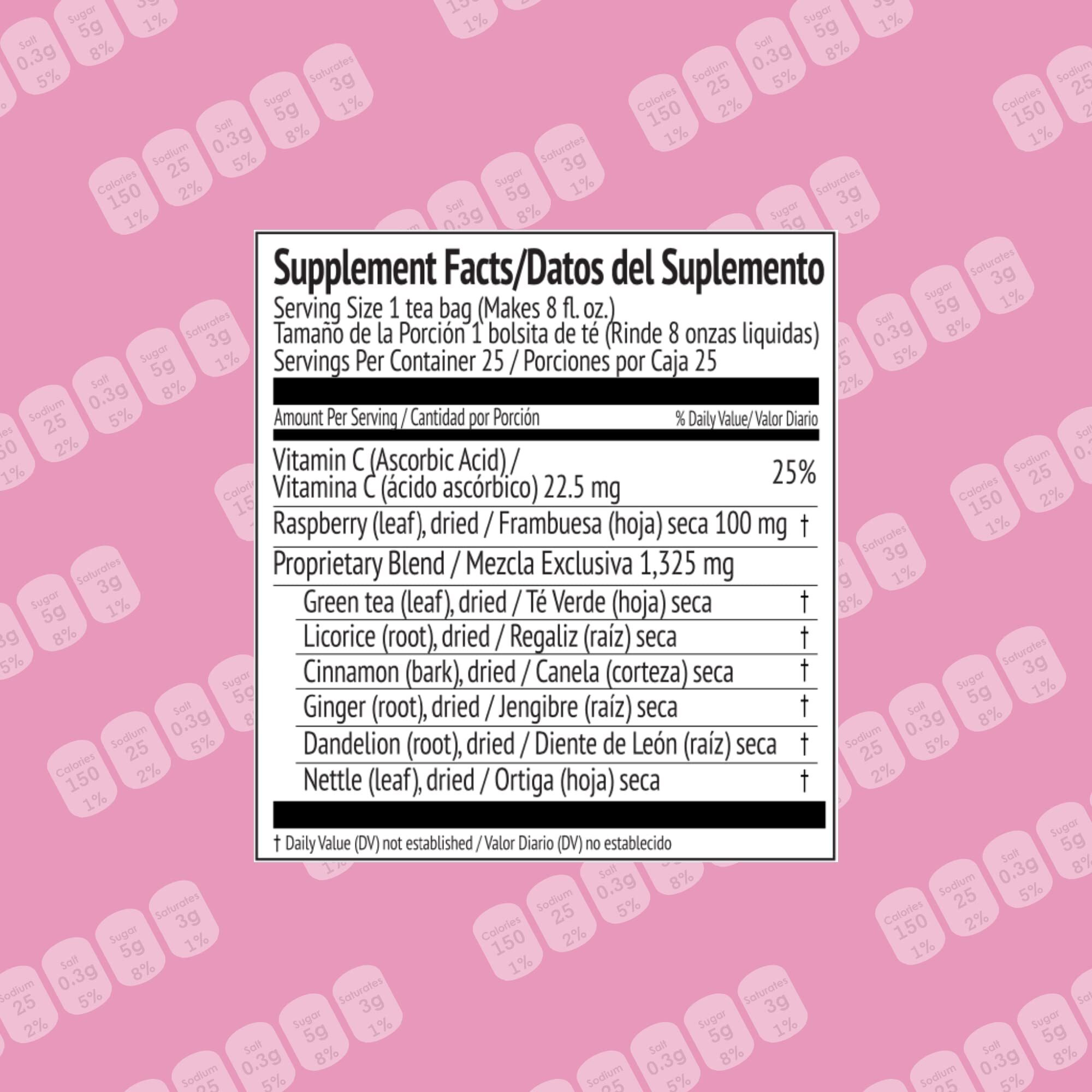 Hyleys Women Tea Raspberry Flavor - 25 Tea Bags - Supports Female Period And Healthy Menstrual Cycle
