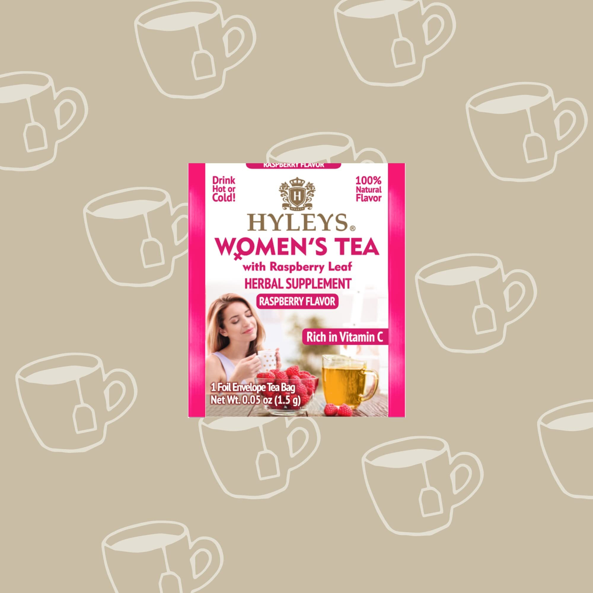 Hyleys Women Tea Raspberry Flavor - 25 Tea Bags - Supports Female Period And Healthy Menstrual Cycle