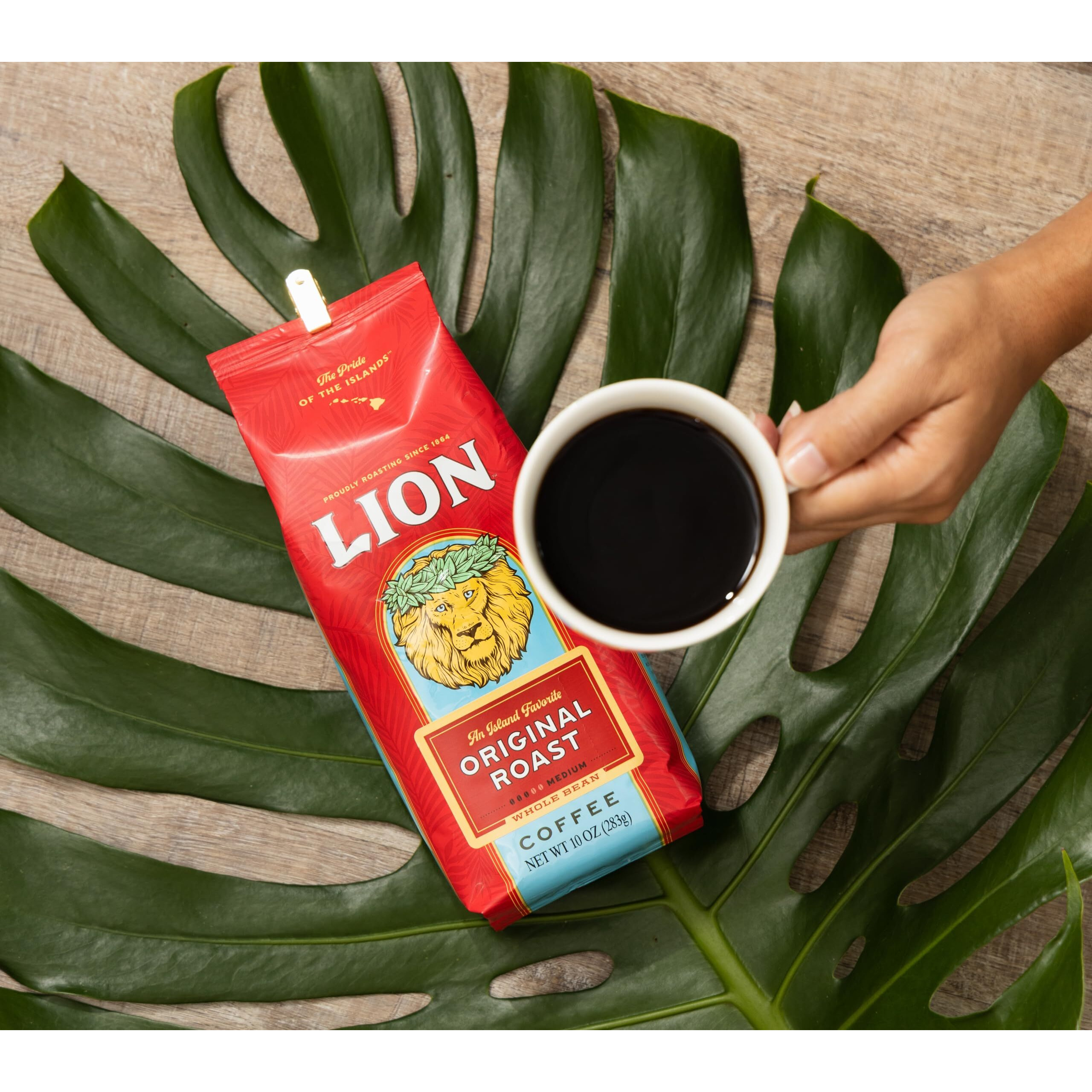 Lion Coffee Classic Original Whole Bean Coffee, Medium Roast, A Taste Of Aloha - 10 Ounce Bag
