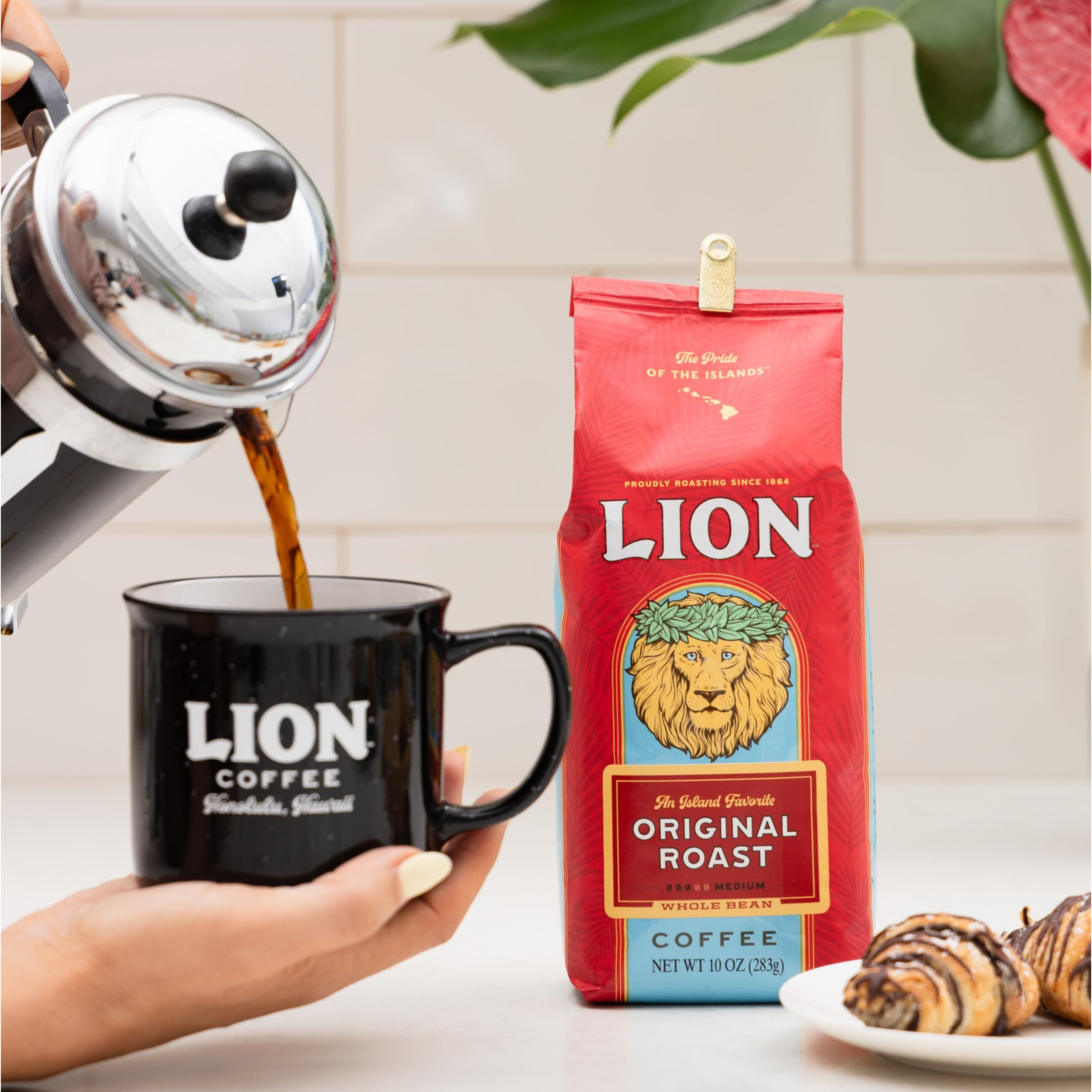 Lion Coffee Classic Original Whole Bean Coffee, Medium Roast, A Taste Of Aloha - 10 Ounce Bag