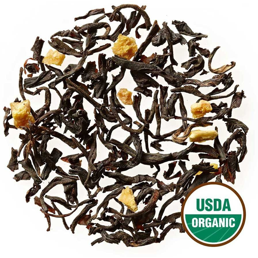 Golden Moon Tea Organic Tippy Earl Grey Black Tea - Real Bergamot Peels & Extract - Loose Leaf, Non-Gmo - Travel Tin (30 Servings)