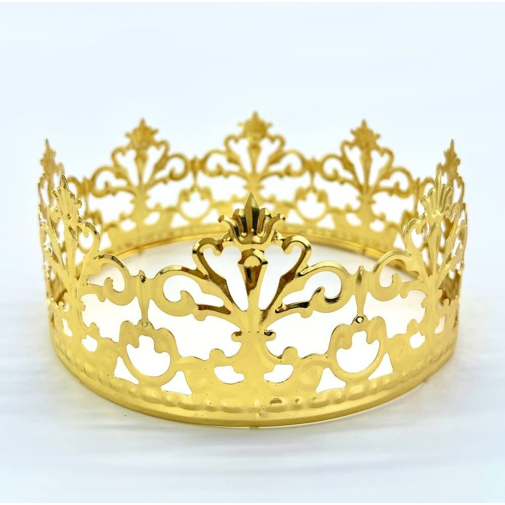 Vintage Princess Crown Cake Topper Decoration For Boys And Girls, Cake Decorations For Weddings (Gold 1)