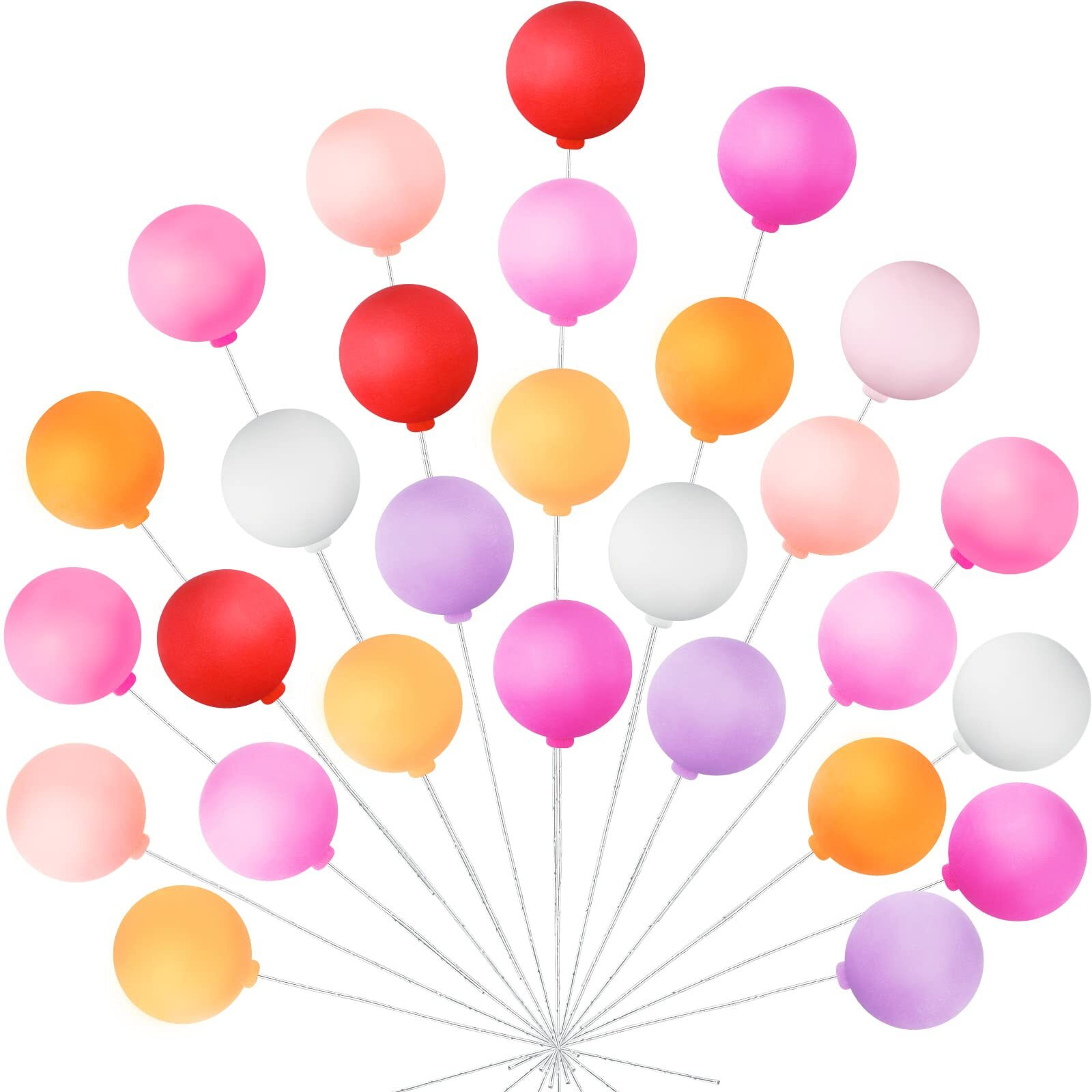 Skylety 30 Pieces Balloon Cake Topper Mini Colorful Balloon Cake Picks Round Balloon Cupcake Topper Cake Decoration For Dollhouse Party Decorations Birthday Wedding (Chic Color)