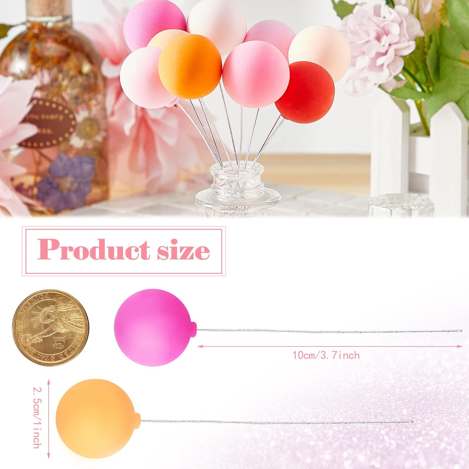 Skylety 30 Pieces Balloon Cake Topper Mini Colorful Balloon Cake Picks Round Balloon Cupcake Topper Cake Decoration For Dollhouse Party Decorations Birthday Wedding (Chic Color)