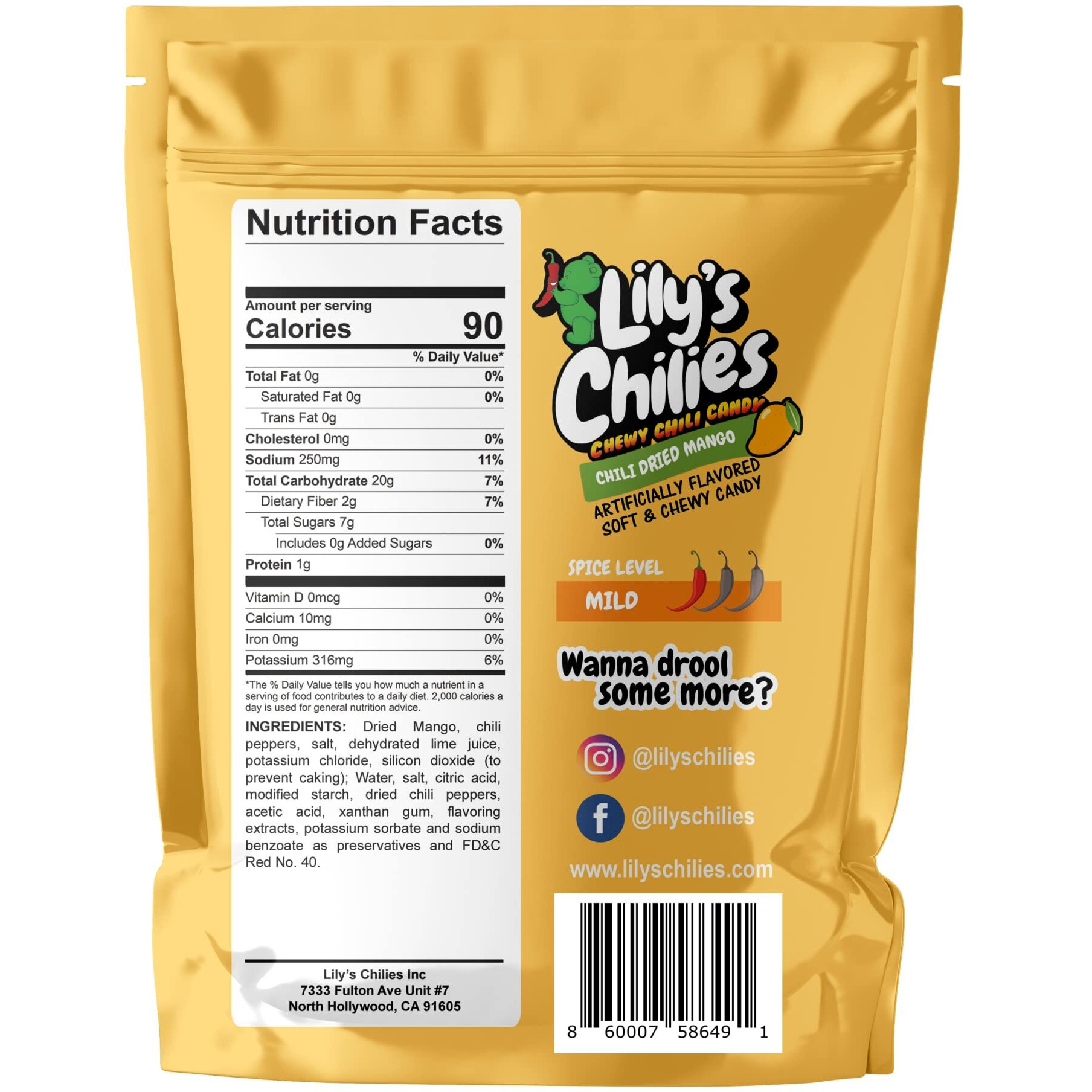 Lilys Chilies, Sour And Chili Chewy Candy (Chili Dried Mango)