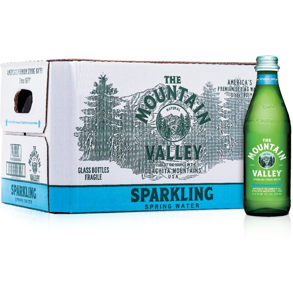 Mountain Valley Sparkling Water, 333 Ml Glass Bottles (Pack Of 24)