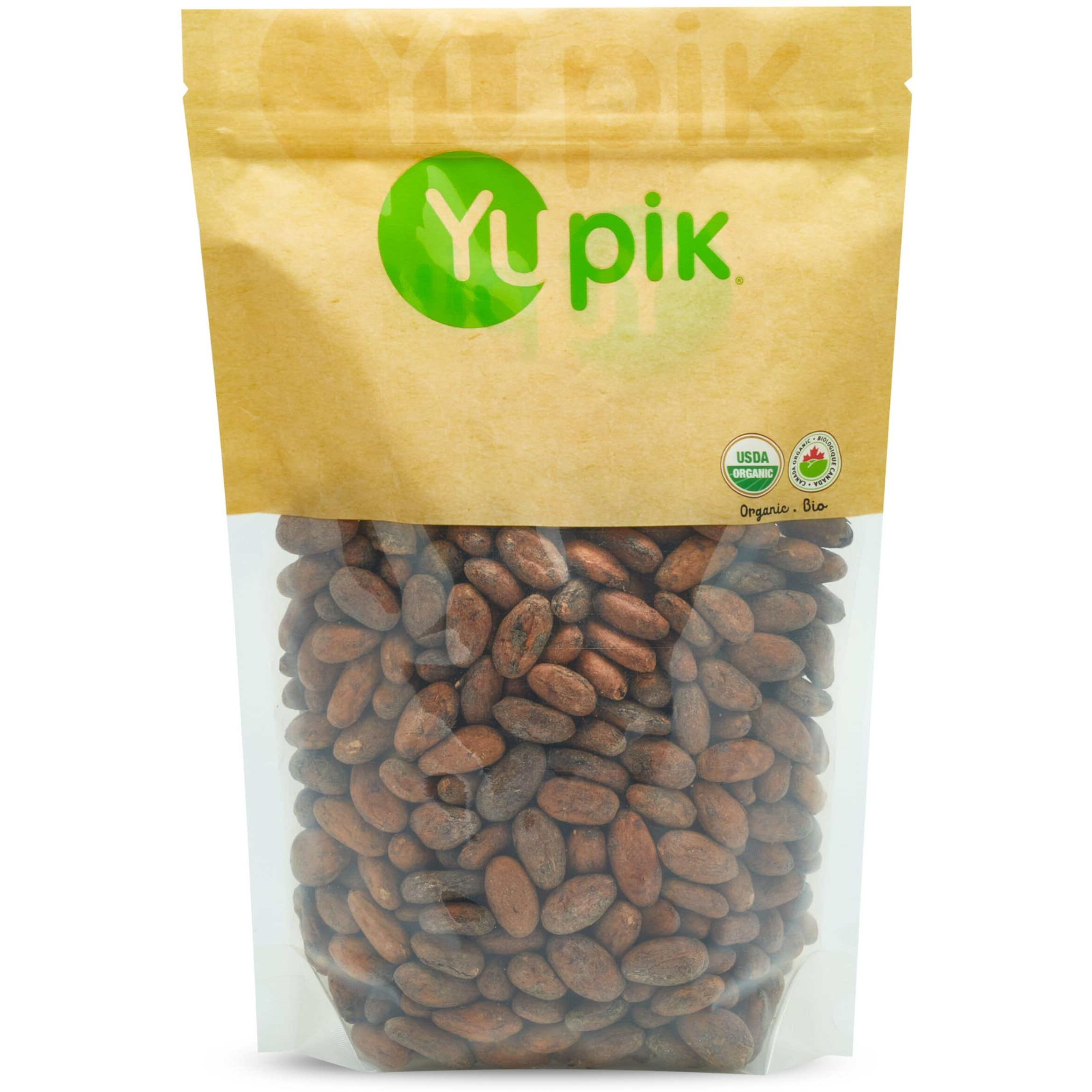 Yupik Organic Raw Cacao Beans, 2.2 Lb, Vegan, Gluten-Free, Kosher, Gmo-Free, Natural Dried Beans, Unroasted, Crunchy, No Sugar, Source Of Fiber, Perfect To Make Chocolate, Ideal For Snacks & Baking