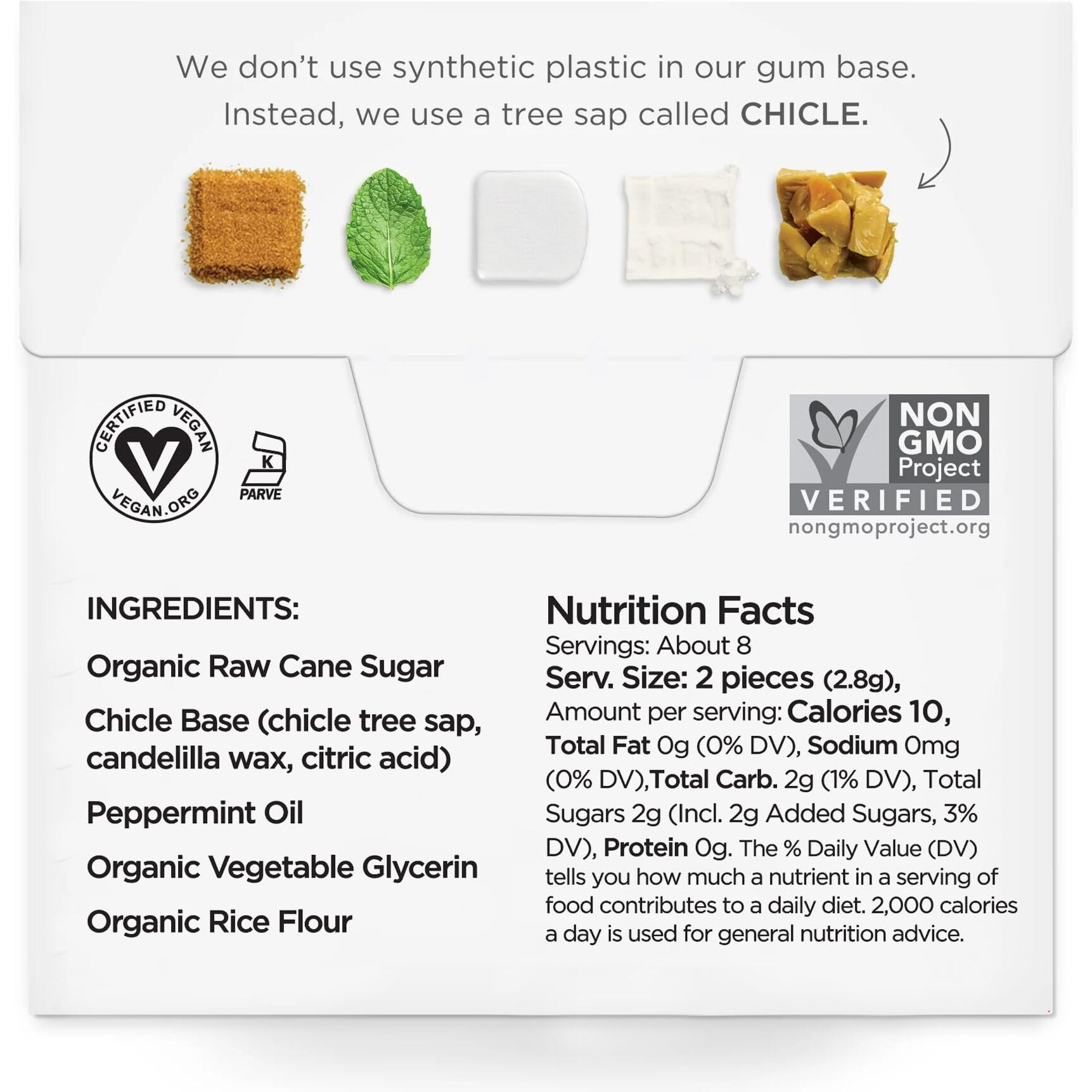 Simply Gum | Peppermint | Plant- Based Chewing Gum | Pack Of Six (90 Pieces Total) | Synthetic Free + Aspartame Free + Non Gmo