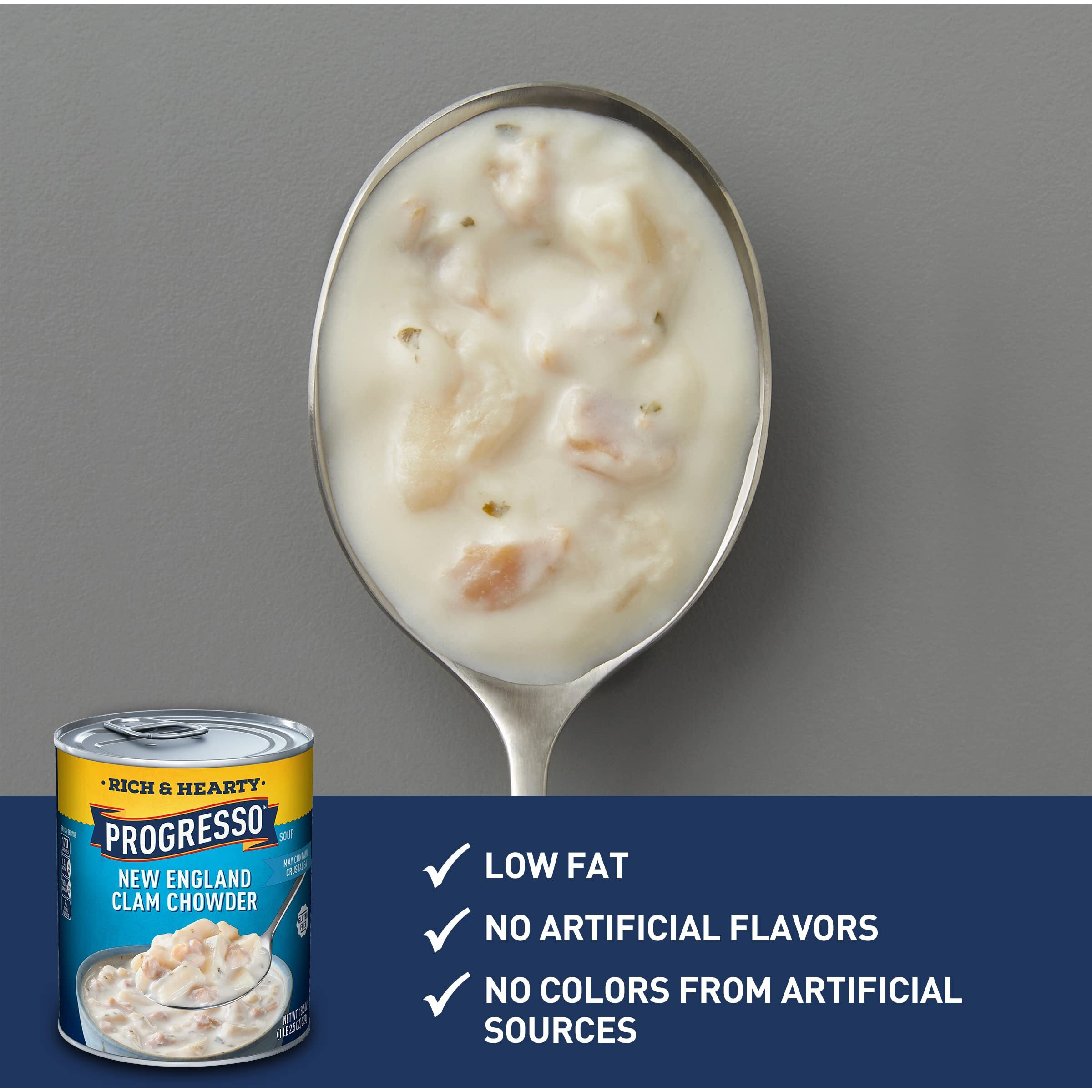 Progresso New England Clam Chowder Soup, Rich & Hearty Canned Soup, Gluten Free, 18.5 Oz (Pack Of 12)