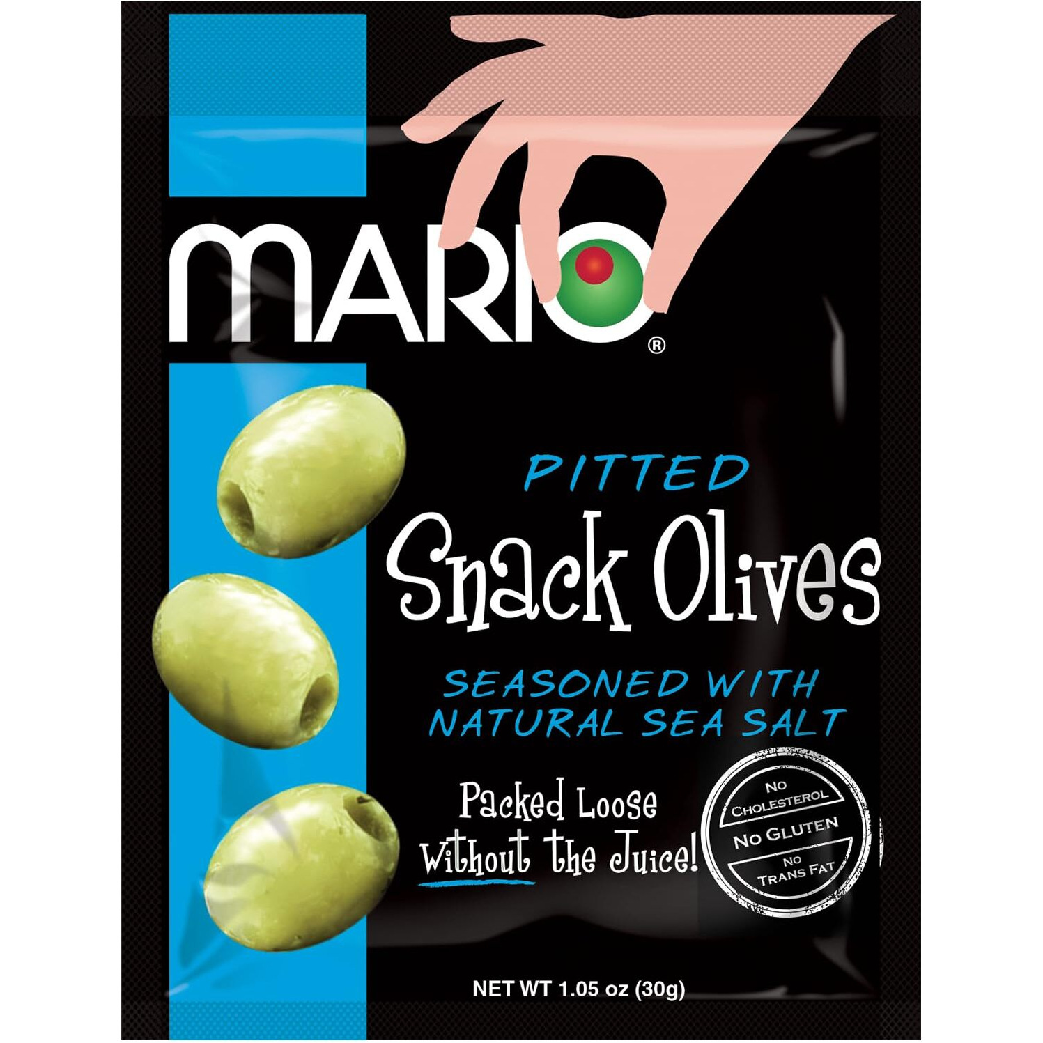 Mario Camacho Foods Pitted Snack Olives - Green Olives With Sea Salt - 1.05 Oz Pouches (Pack Of 12)