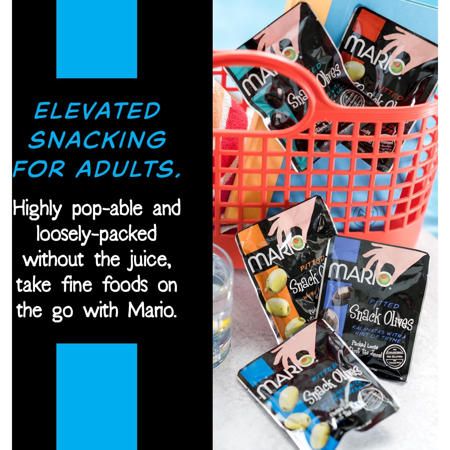 Mario Camacho Foods Pitted Snack Olives - Green Olives With Sea Salt - 1.05 Oz Pouches (Pack Of 12)