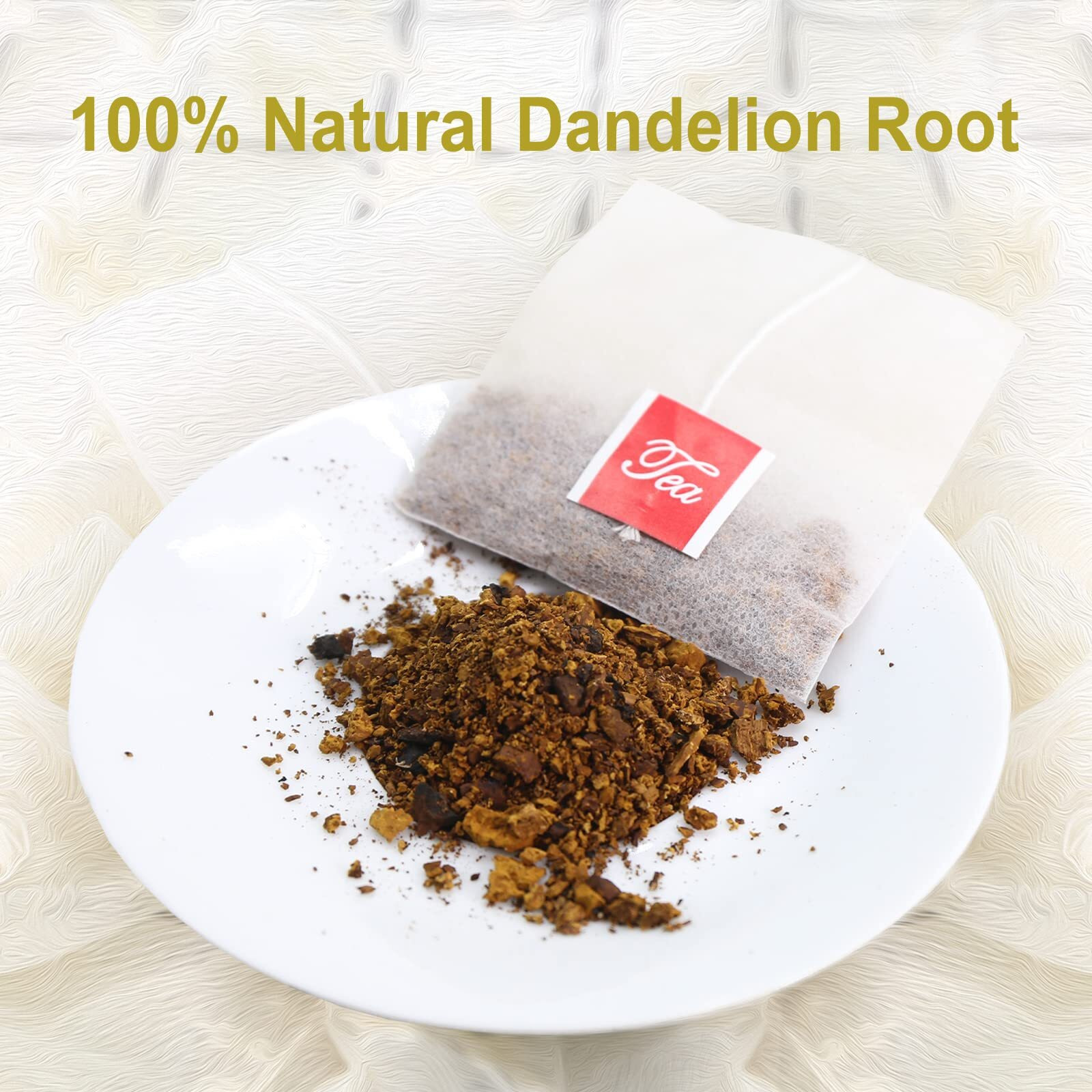 Fullchea - Dandelion Root Tea Bags, 40 Teabags, 2.5G/Bag - Premium Roasted Dandelion Root - Non-Gmo - Caffeine-Free - Detox Herbal Tea - Helps Improve Digestion & Immune System
